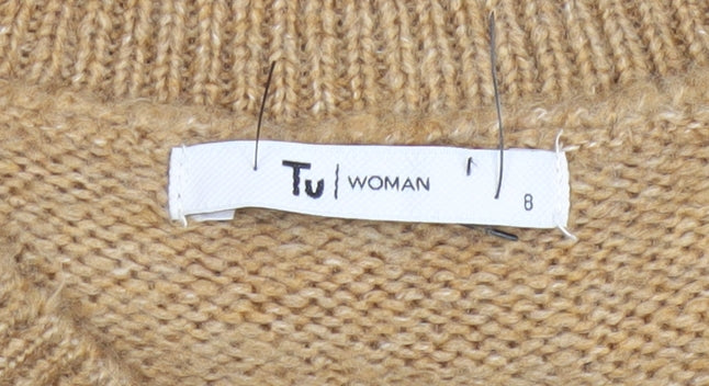 Tu Woman Beige Cable-Knit Sleeveless Vest Jumper Size 8 - Image 4