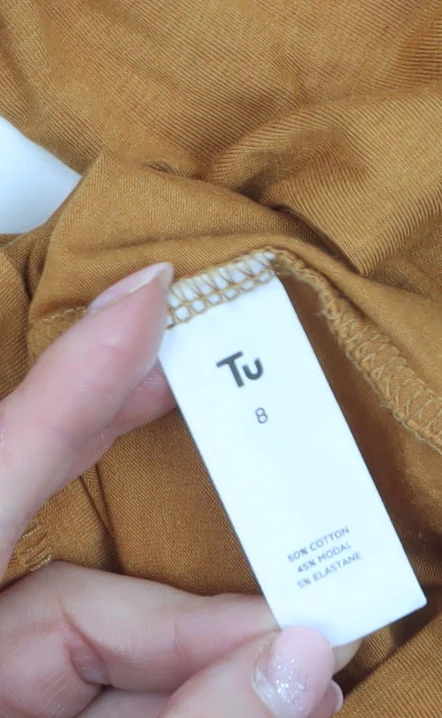 Tu Woman Mustard Long Sleeve Cotton Blend T-Shirt Size 8 - Image 4