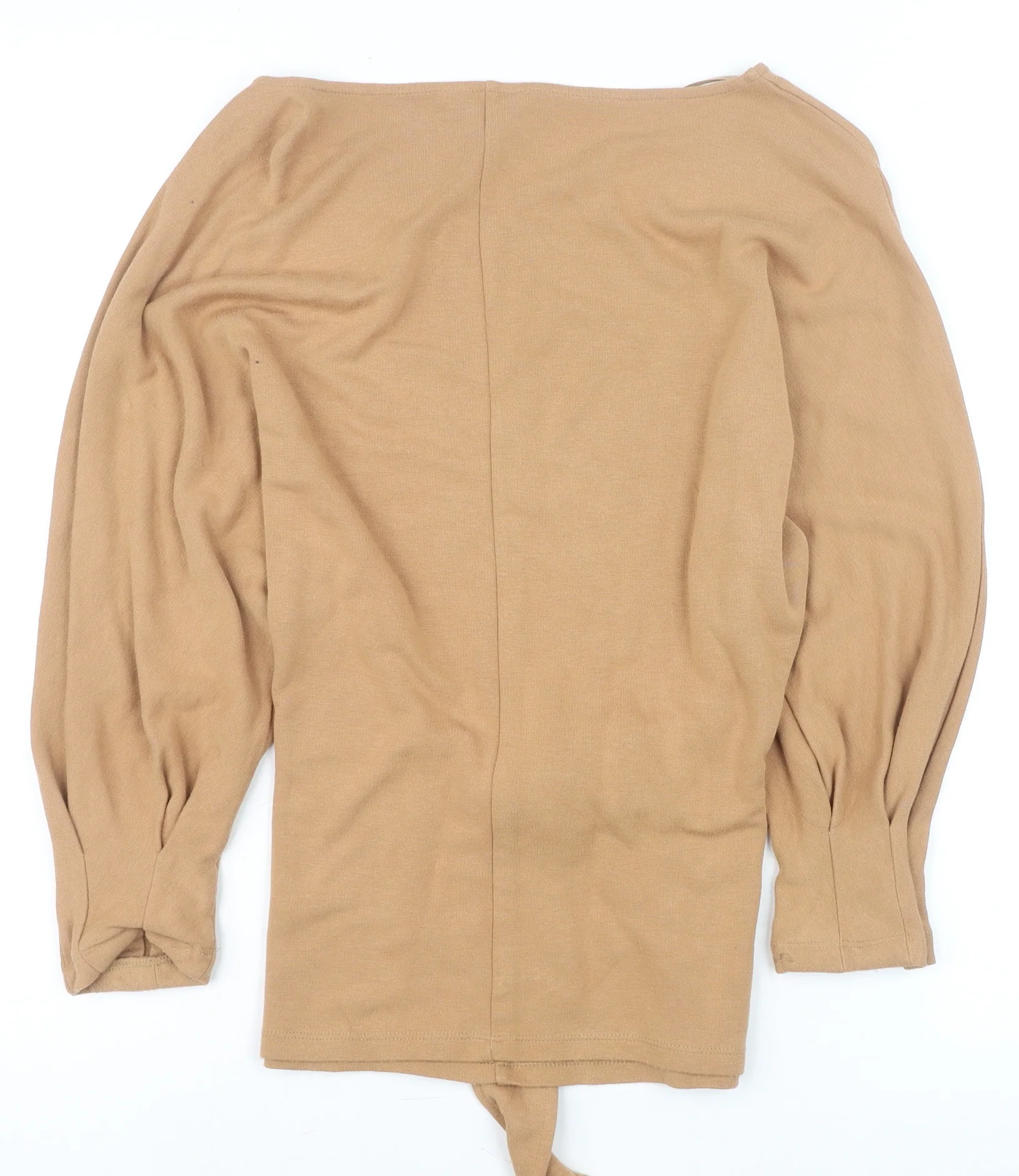 Tu Women Beige Belted Tunic Blouse Size 12 3/4 Sleeve Viscose Blend - Image 3