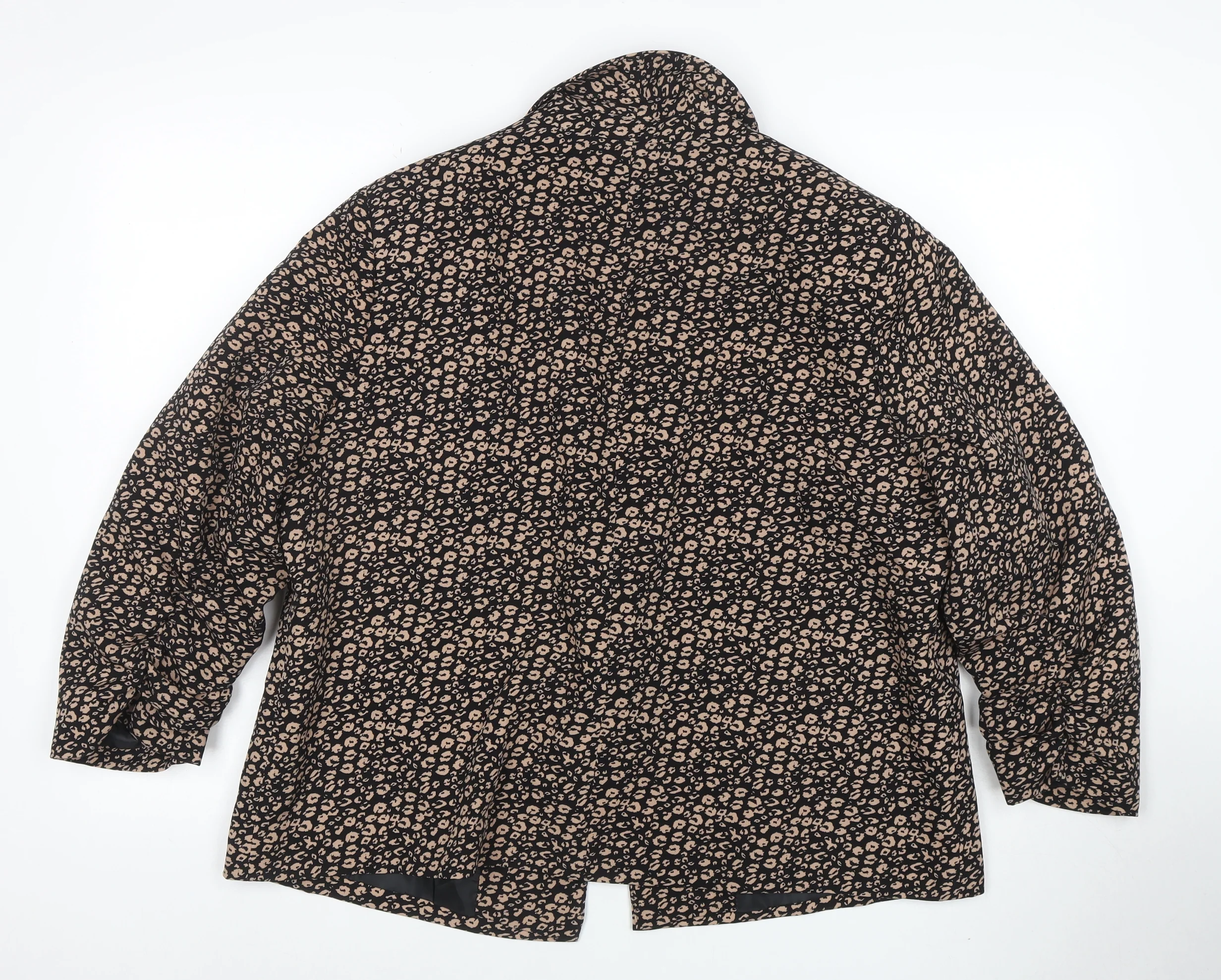 Tu Women Black Animal Print Regular Fit Lined Blazer Size 18 - Image 3