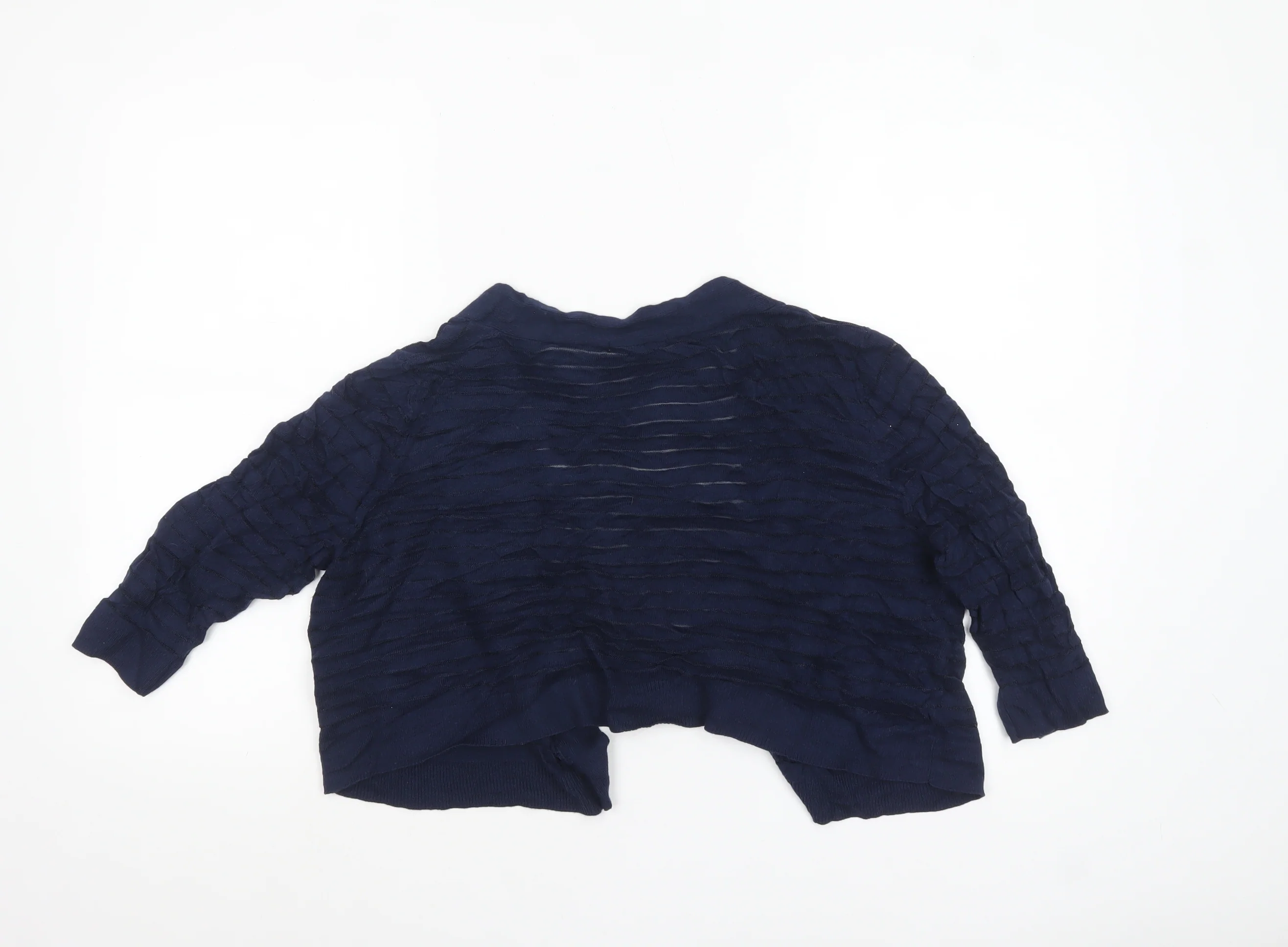 Tu Women Blue Open-Knit Cardigan Size 16 Lightweight Stretch - Image 3