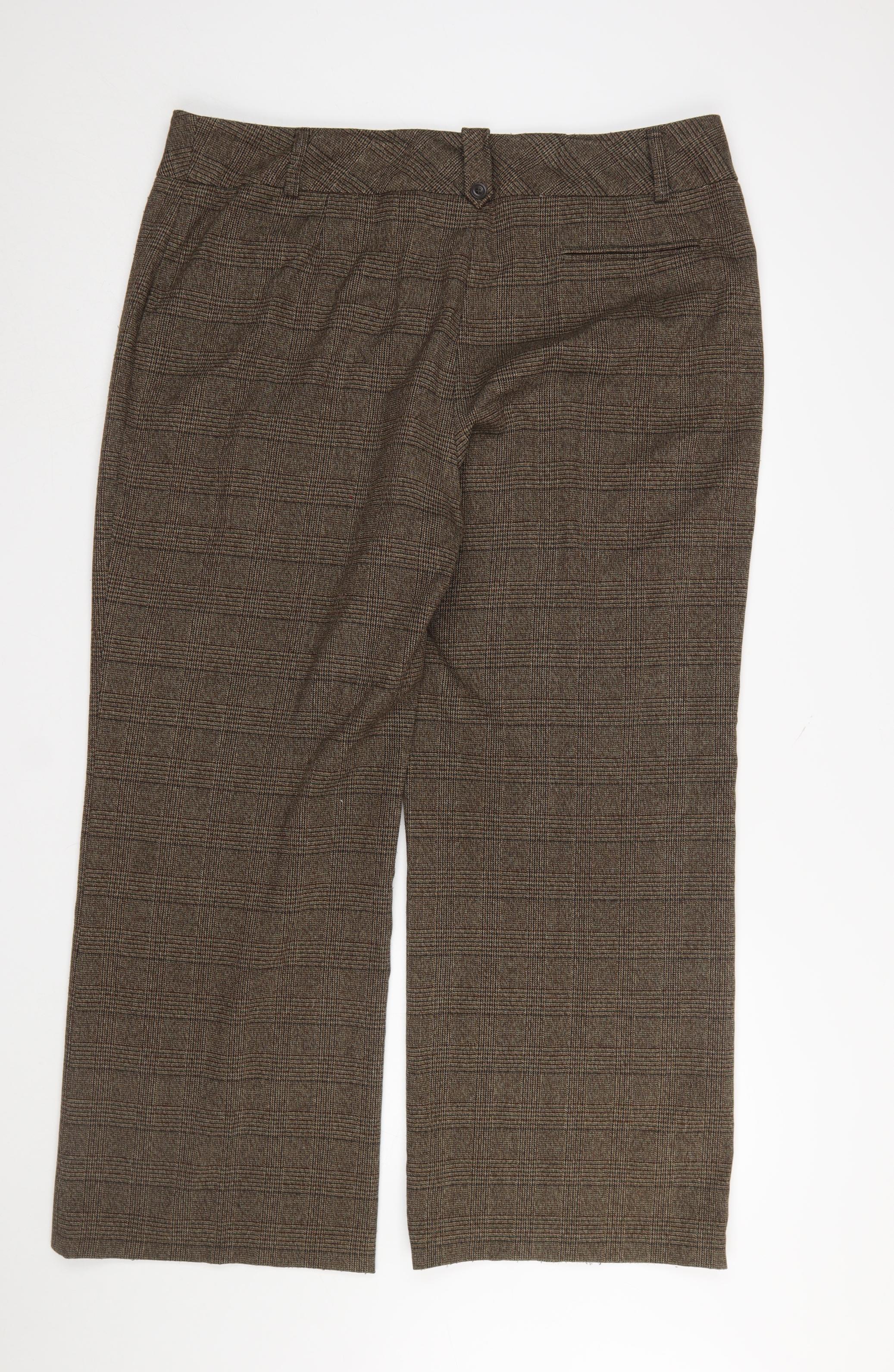 TU Women Brown Check Dress Pants Size 20 Plus Straight Leg Trousers - Image 3