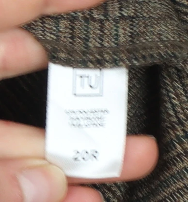 TU Women Brown Check Dress Pants Size 20 Plus Straight Leg Trousers - Image 4