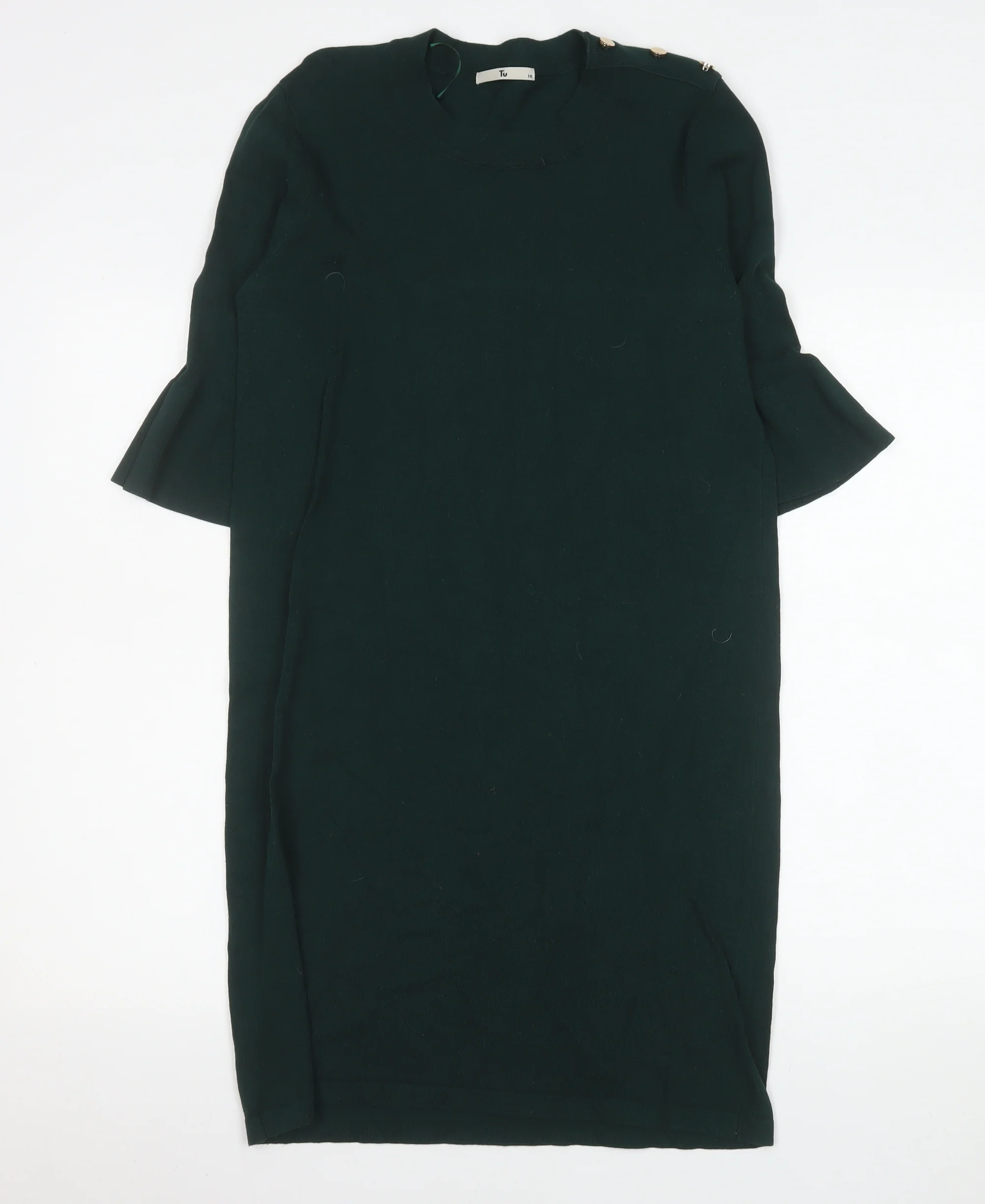 Tu Women Green Size 10 Shift Knit Knee Length Dress