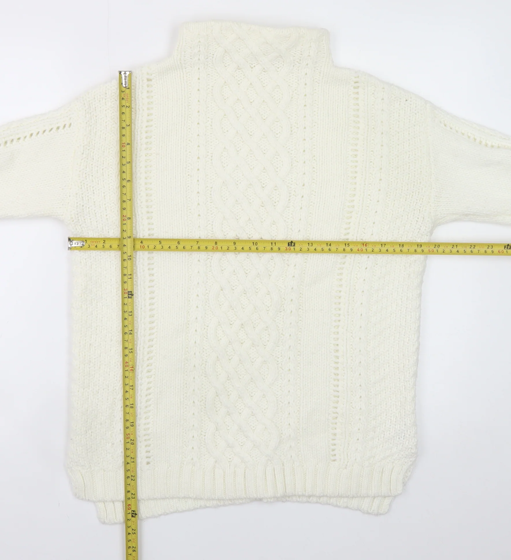 Tu Women Ivory Cable-Knit High Neck Jumper Size 12 - Image 2
