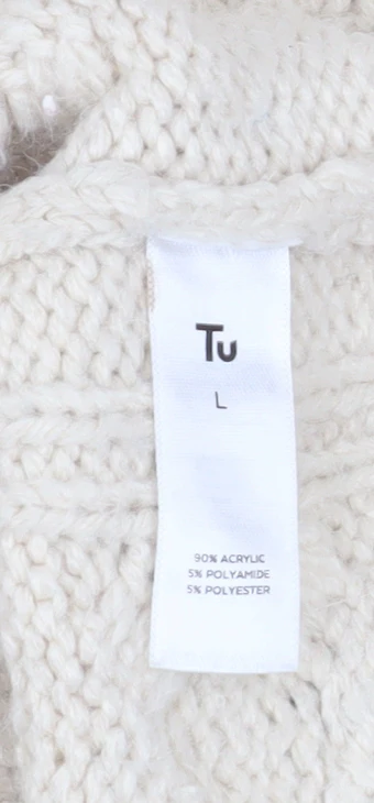 Tu Women Ivory Cable Knit Long Sleeve Open Cardigan L - Image 4