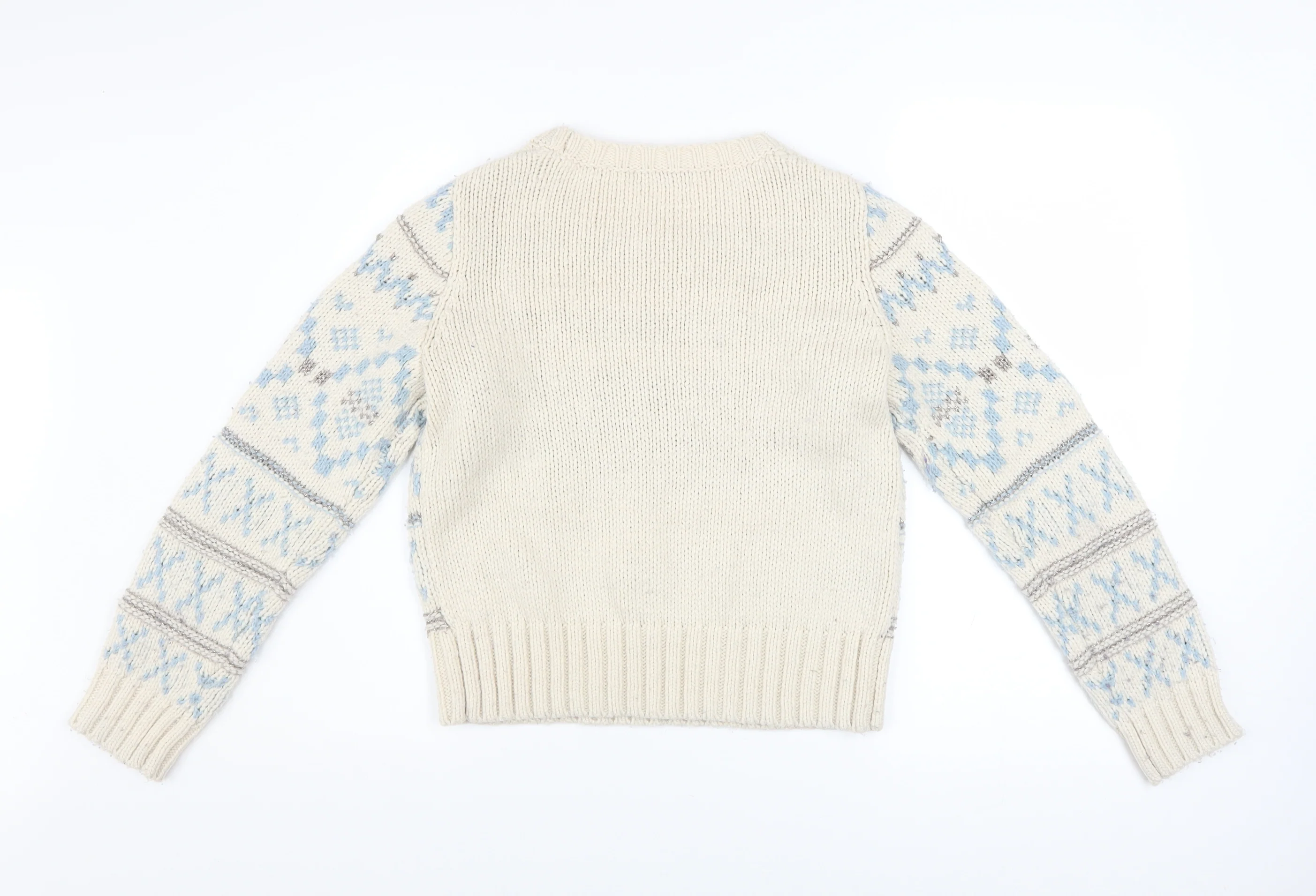 Tu Women Ivory Fair Isle Chunky Knit Jumper Size 10 - Image 3