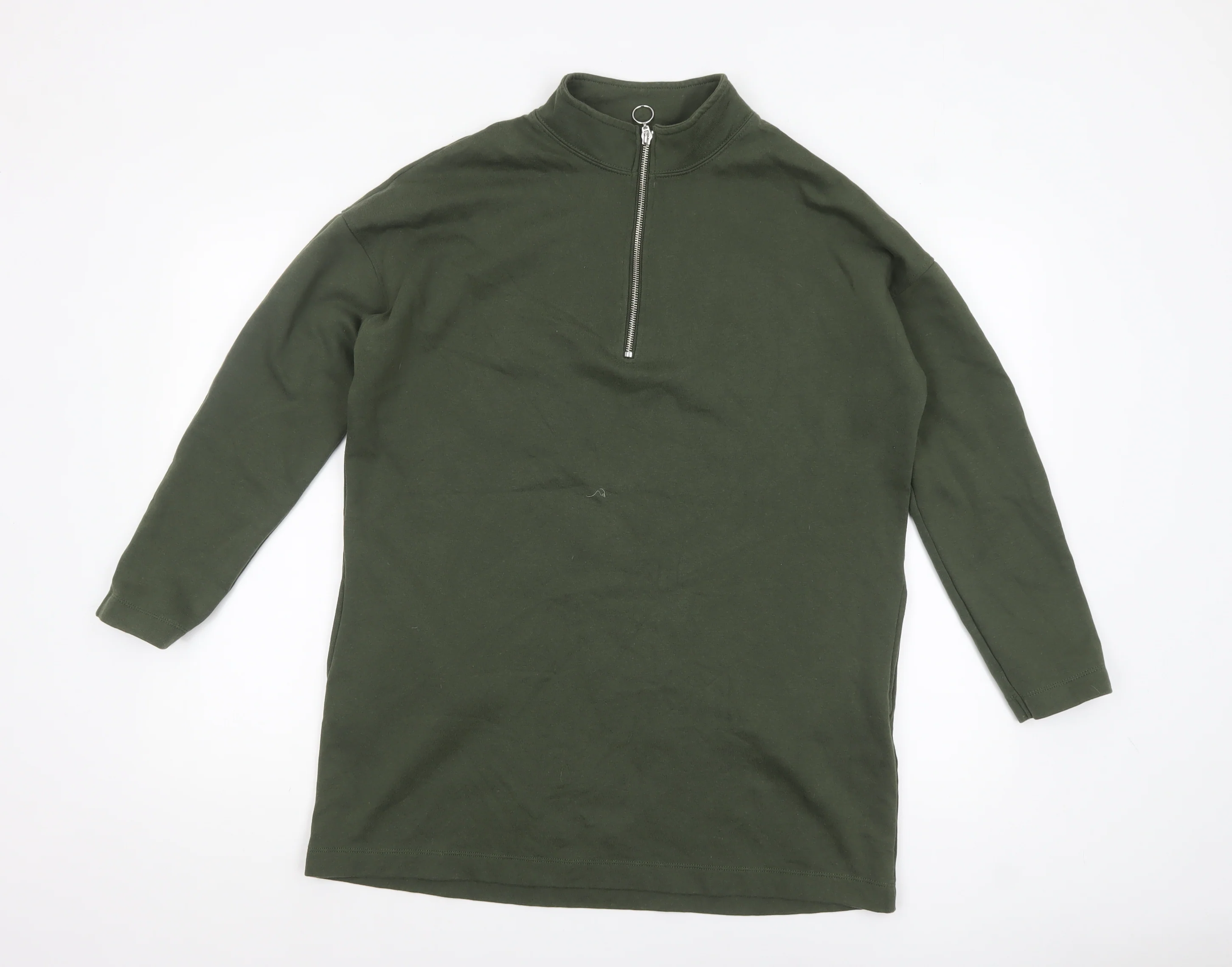 Tu Women Khaki Green 1/2 Zip Long Sleeve Pullover Sweatshirt Size 14