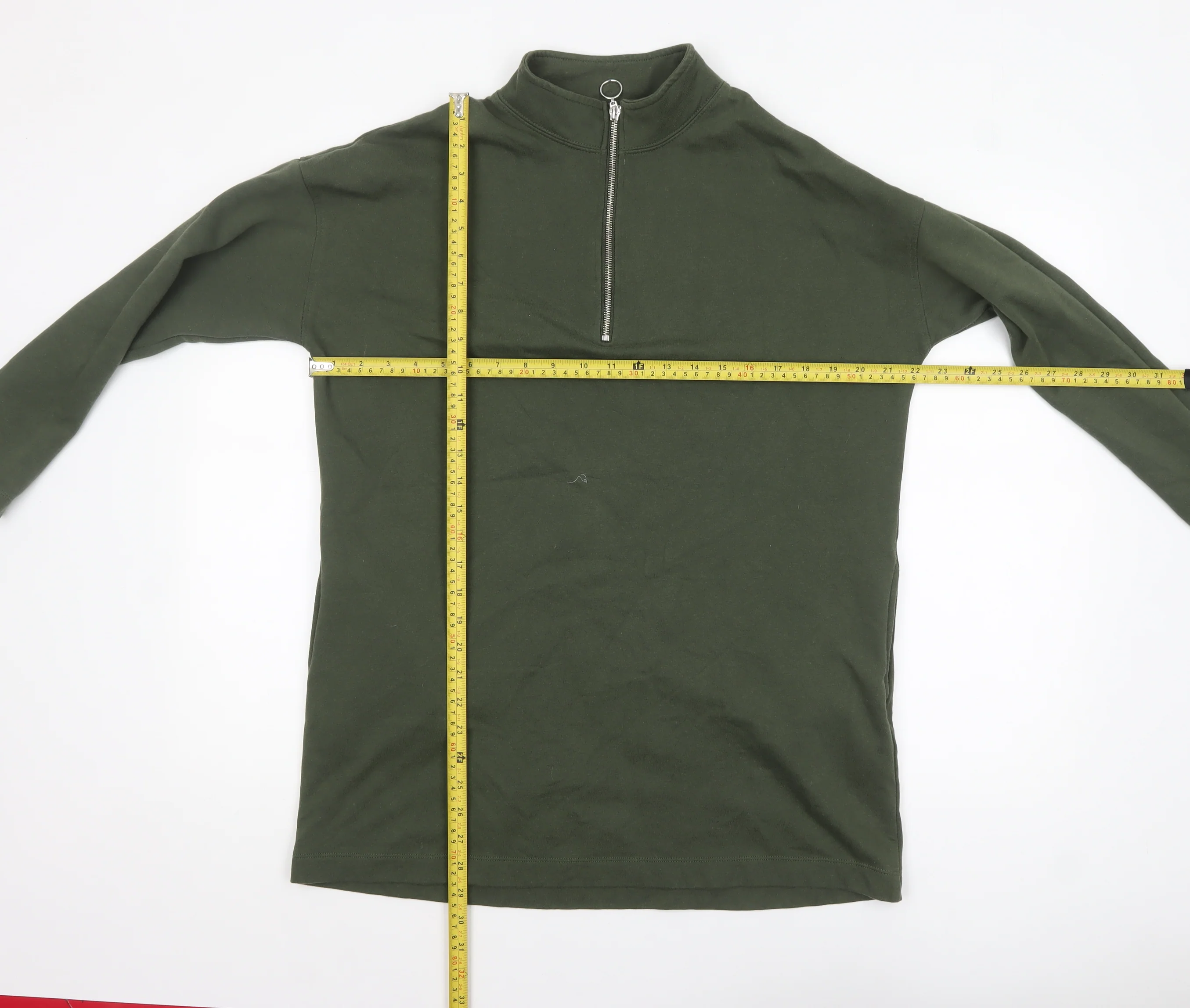Tu Women Khaki Green 1/2 Zip Long Sleeve Pullover Sweatshirt Size 14 - Image 2