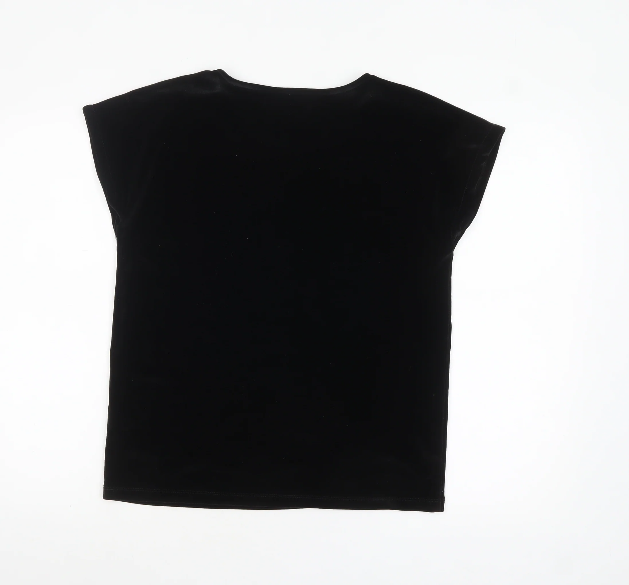 Tu Women’s Black Velvet Short Sleeve Scoop Neck Top Size 12 - Image 3