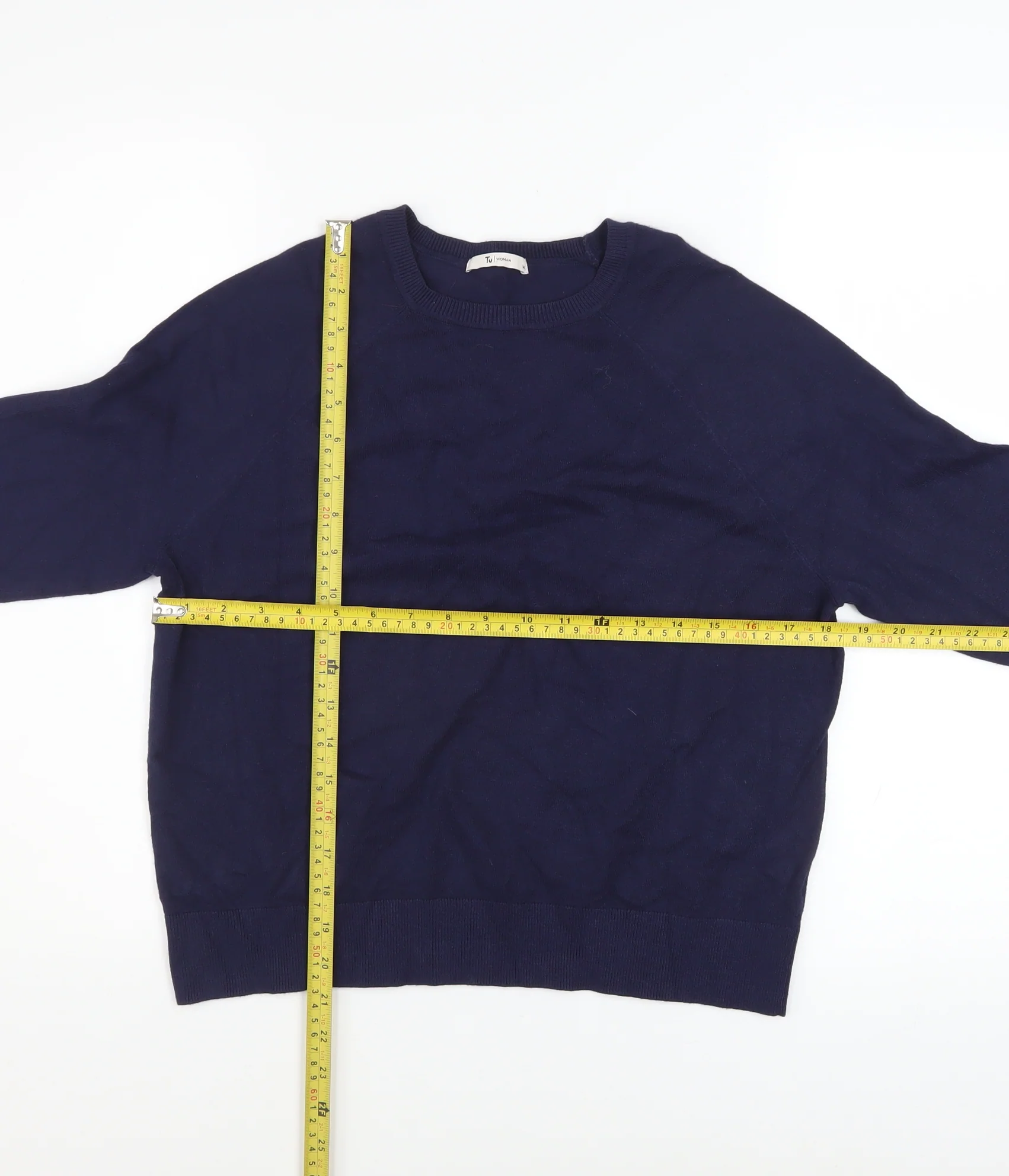 Tu Women’s Blue Size 14 Crew Neck Long Sleeve Knit Jumper - Image 2