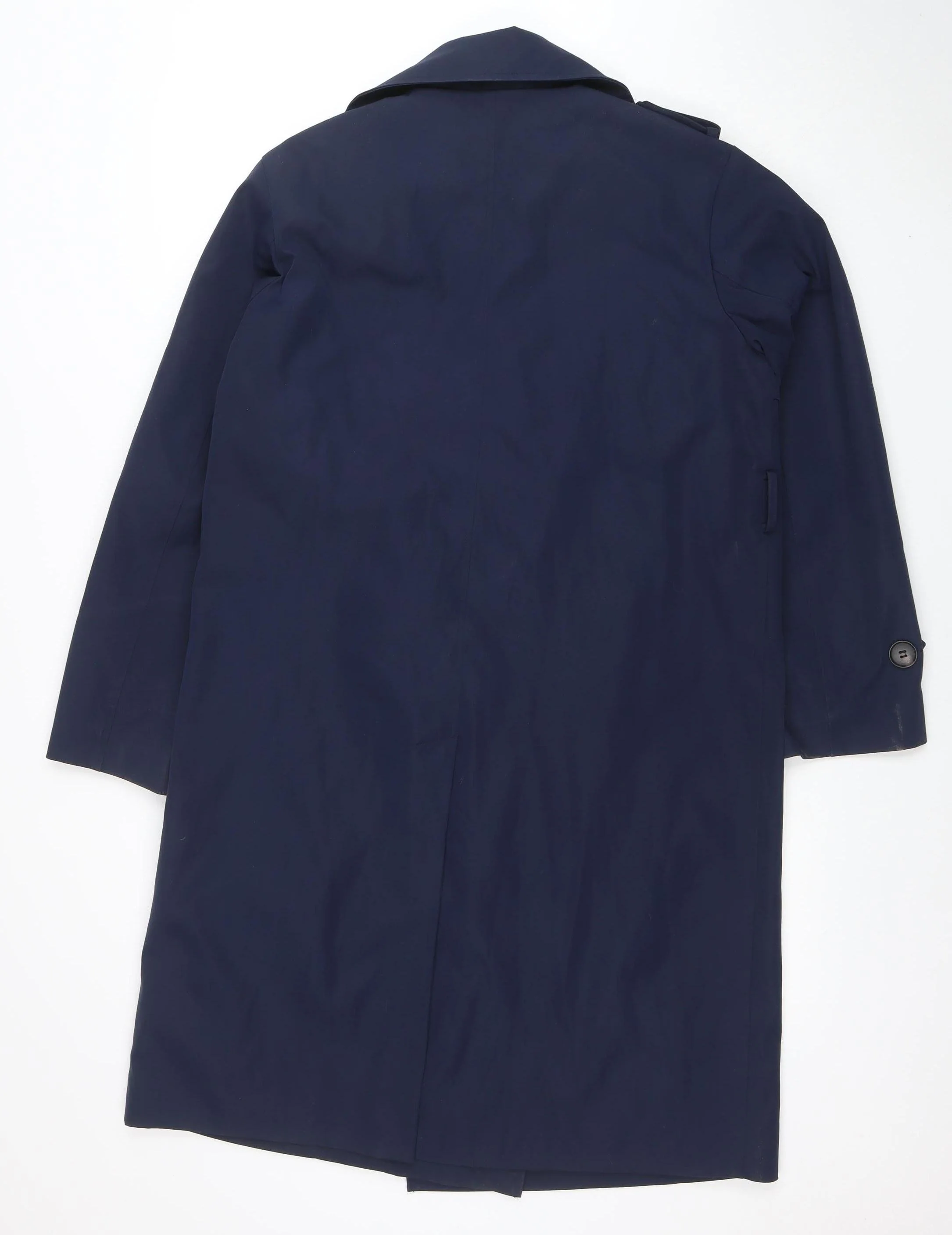 TU Women’s Blue Trench Coat Size S Long Double Breasted Classic Style - Image 3