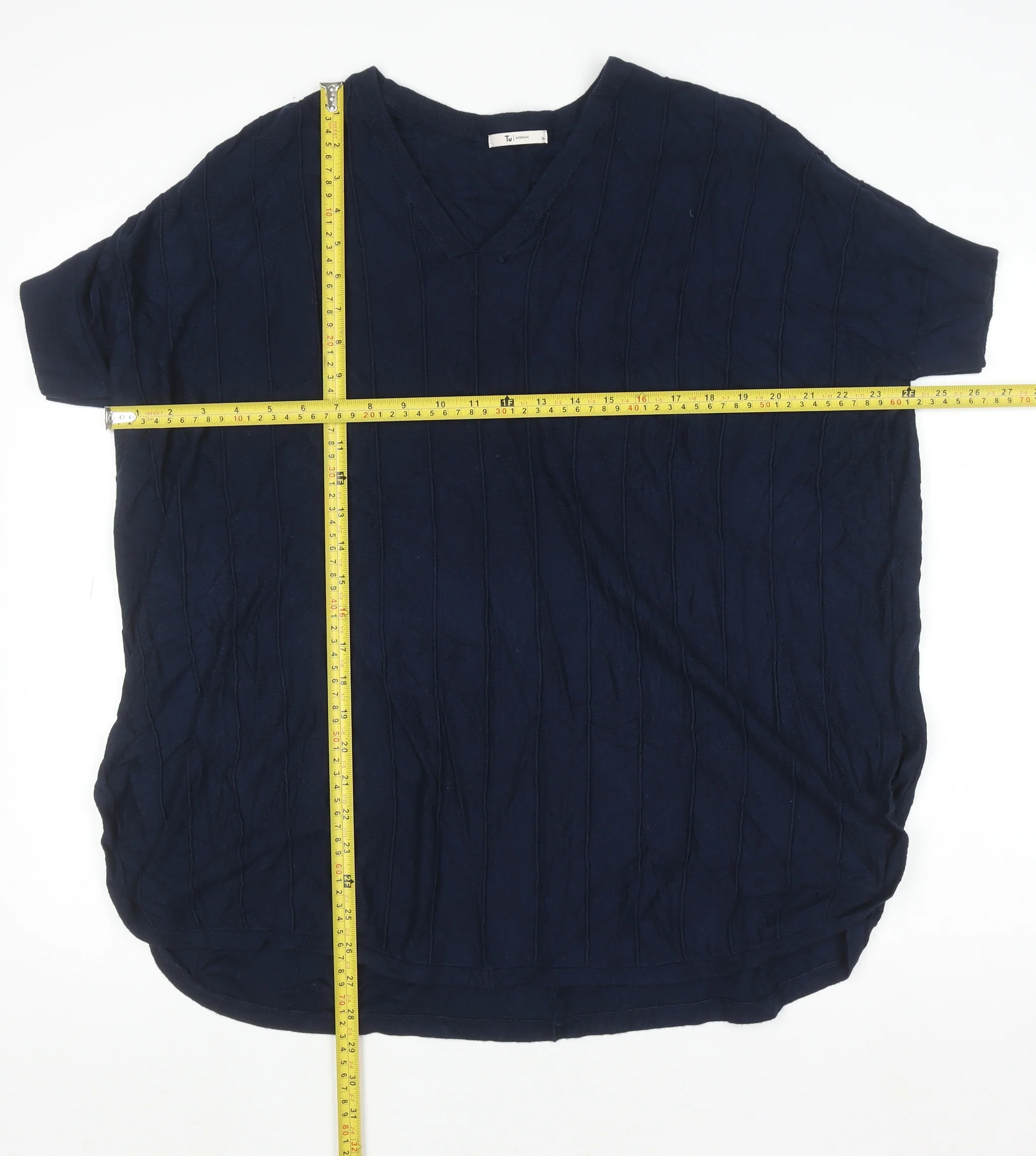 Tu Women’s Blue V-Neck Short Sleeve Knit Top Size 14 - Image 2