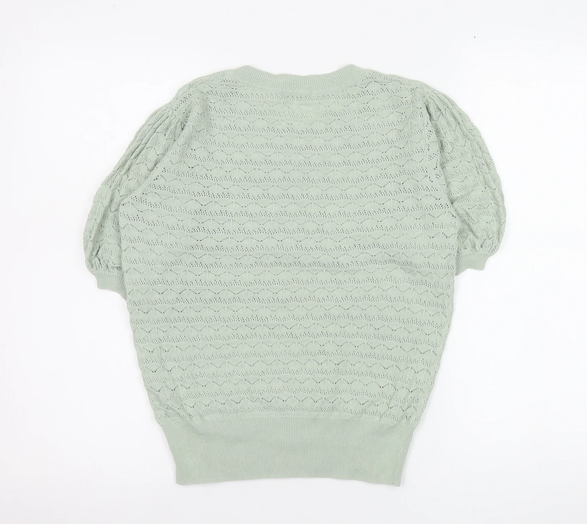 Tu Women’s Green Cotton Knit Puff Sleeve Top Size 8 - Image 3