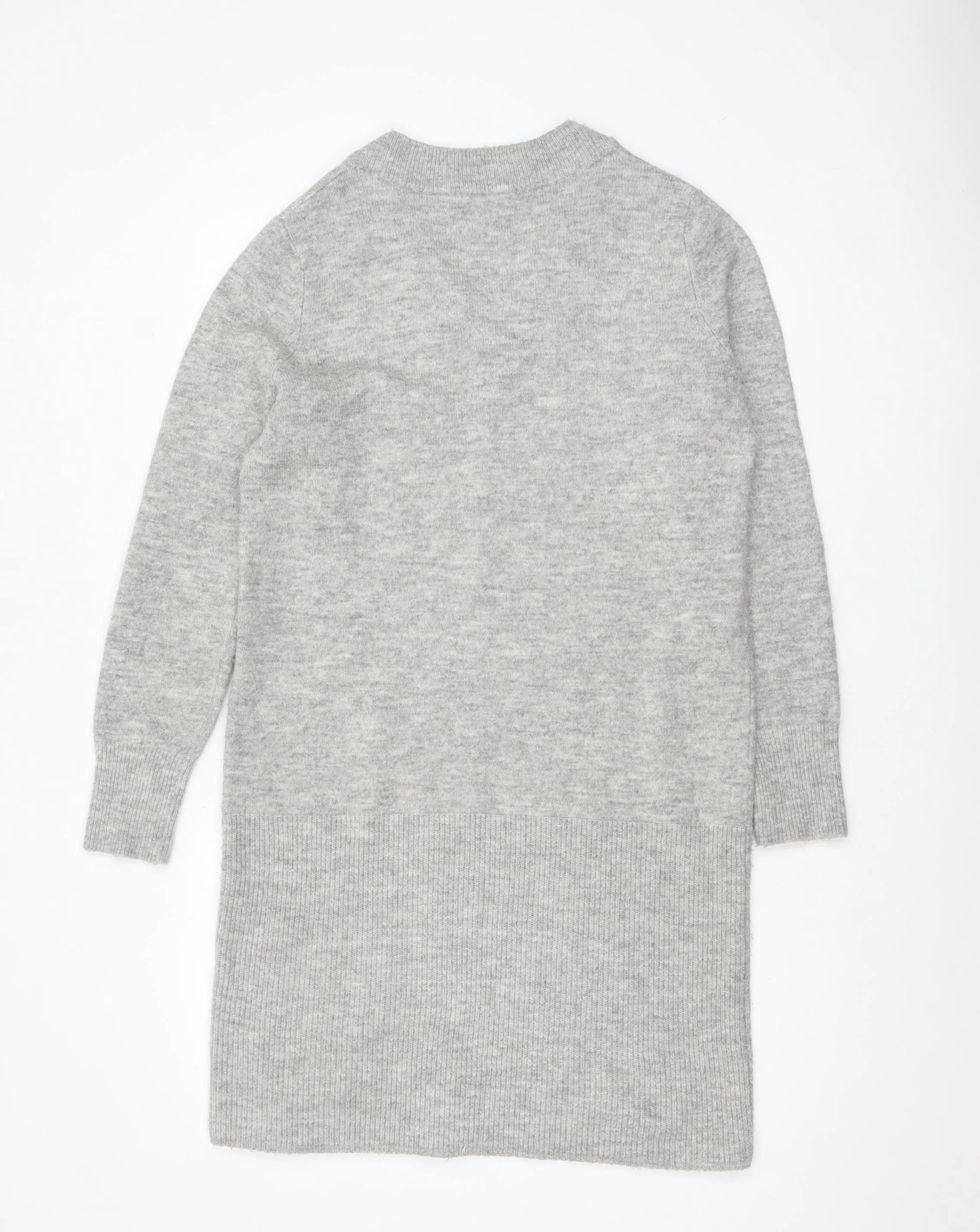 Tu Women’s Grey Knit V-Neck Long Sleeve Jumper Dress Size 12 - Image 3