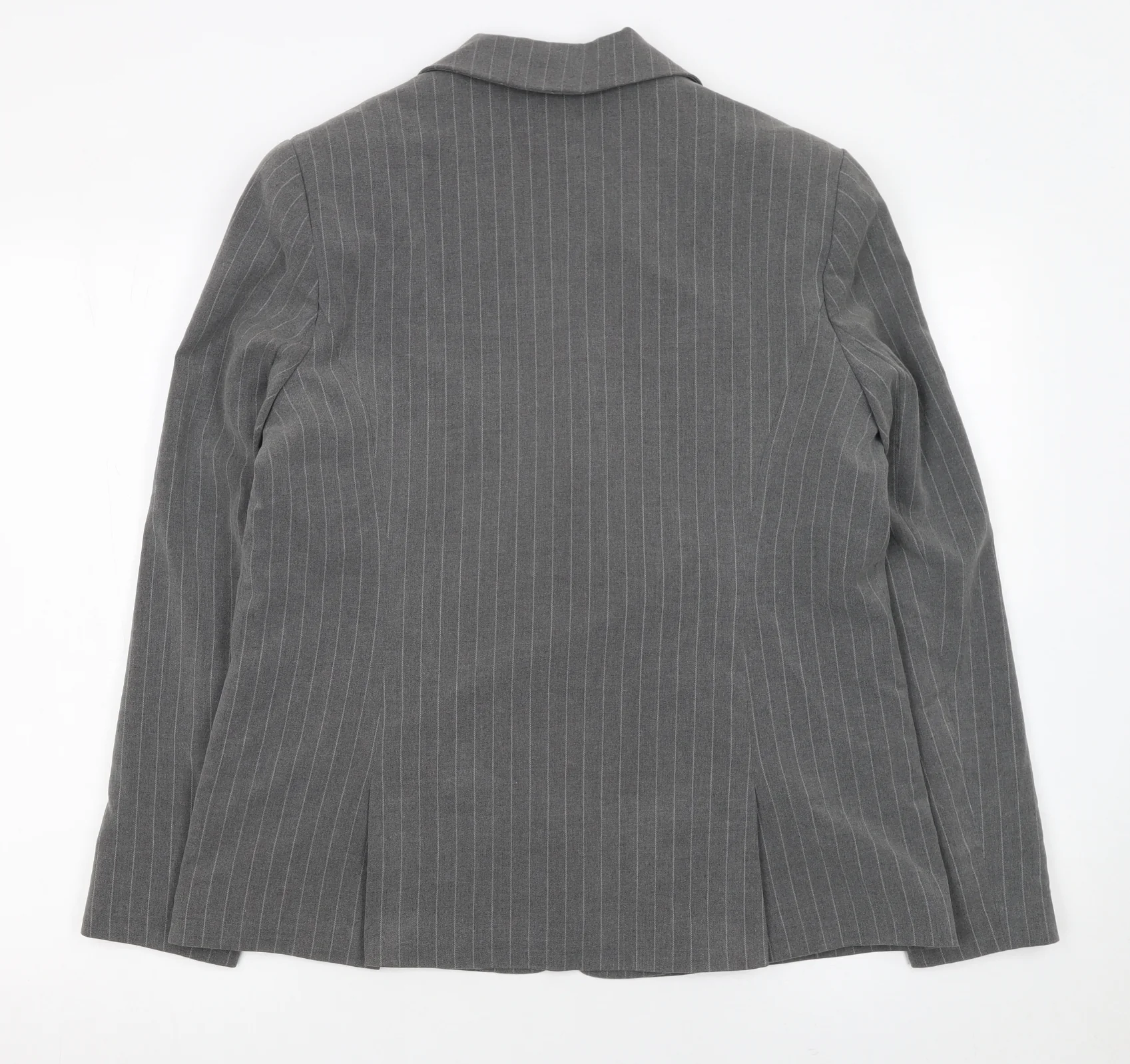 Tu Women’s Grey Pinstripe Blazer Size 16 Regular Fit Single-Breasted - Image 3