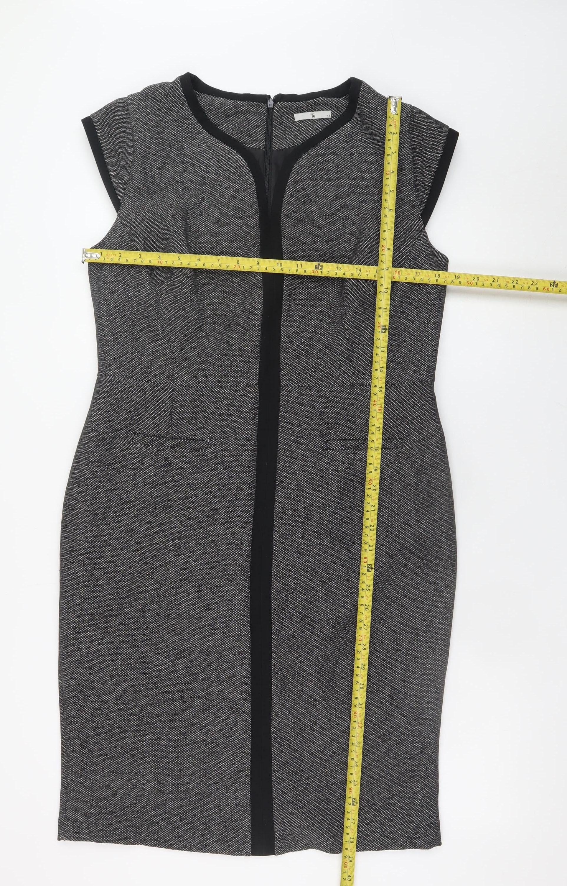 Tu Women’s Grey Sheath Knee Length Dress Size 14 Workwear - Image 2