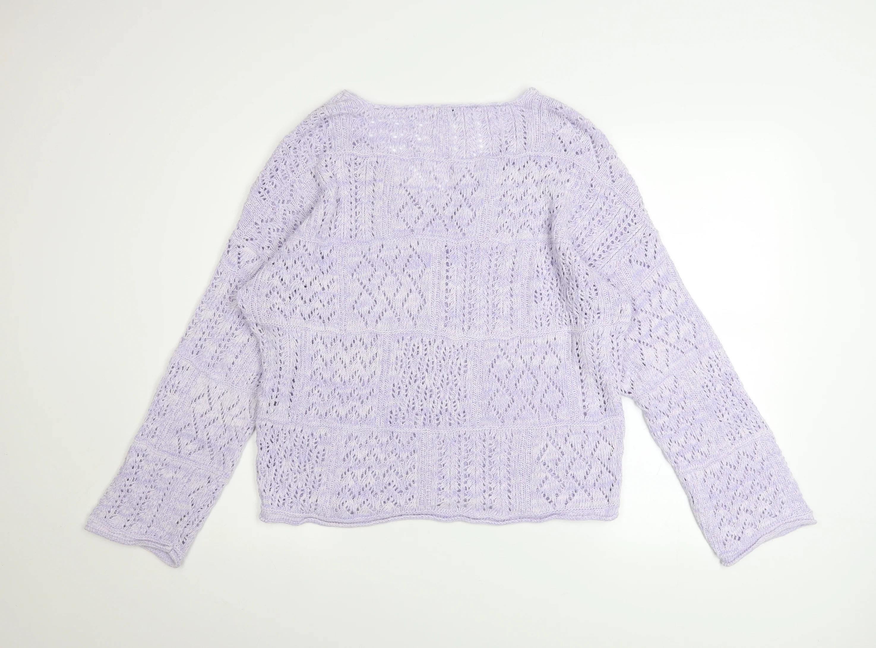 Tu Women’s Purple Open-Knit V-Neck Jumper Size 12 - Image 3