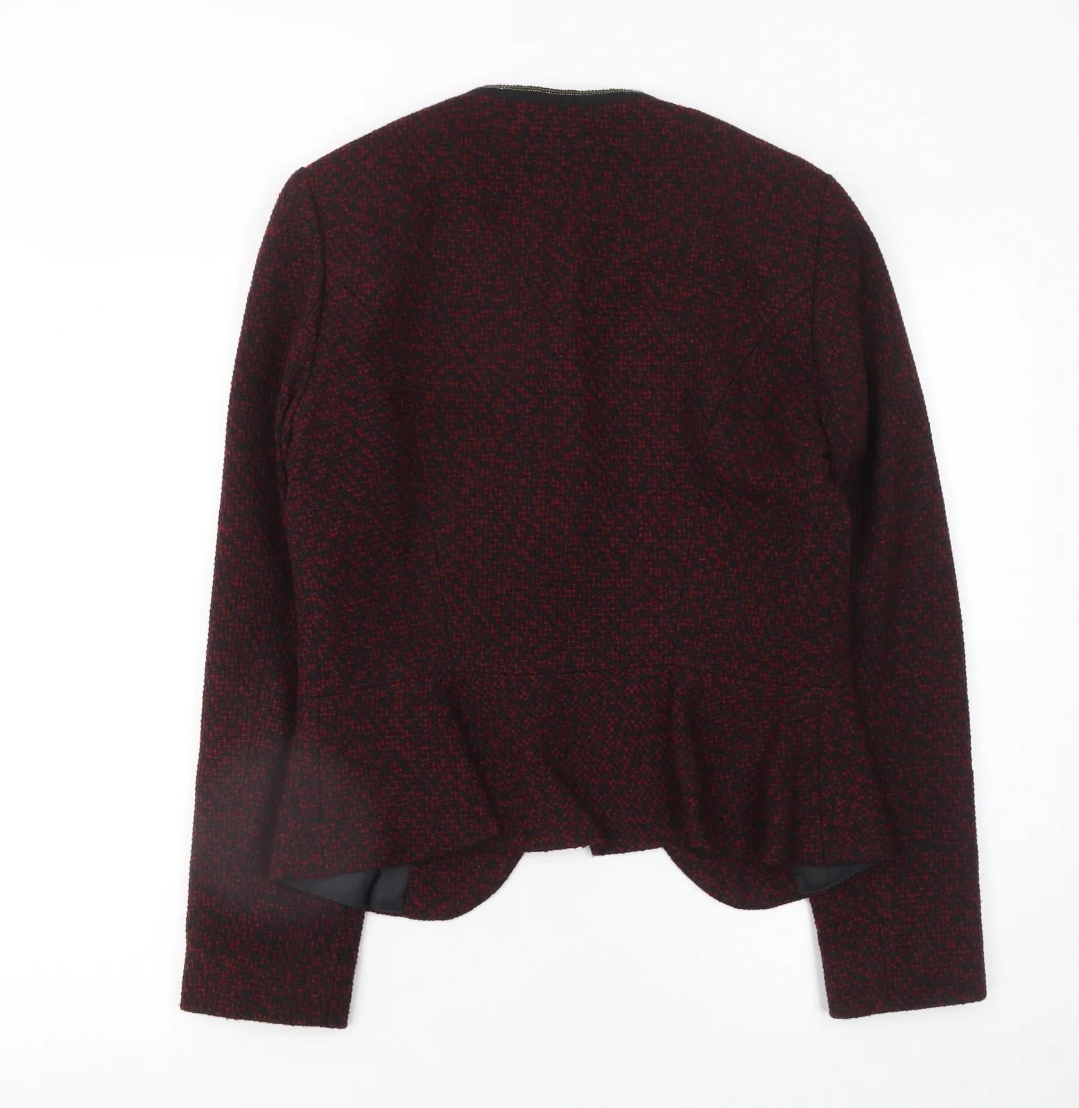 Tu Women’s Red & Black Tweed Open Blazer Jacket Size 10 - Image 3