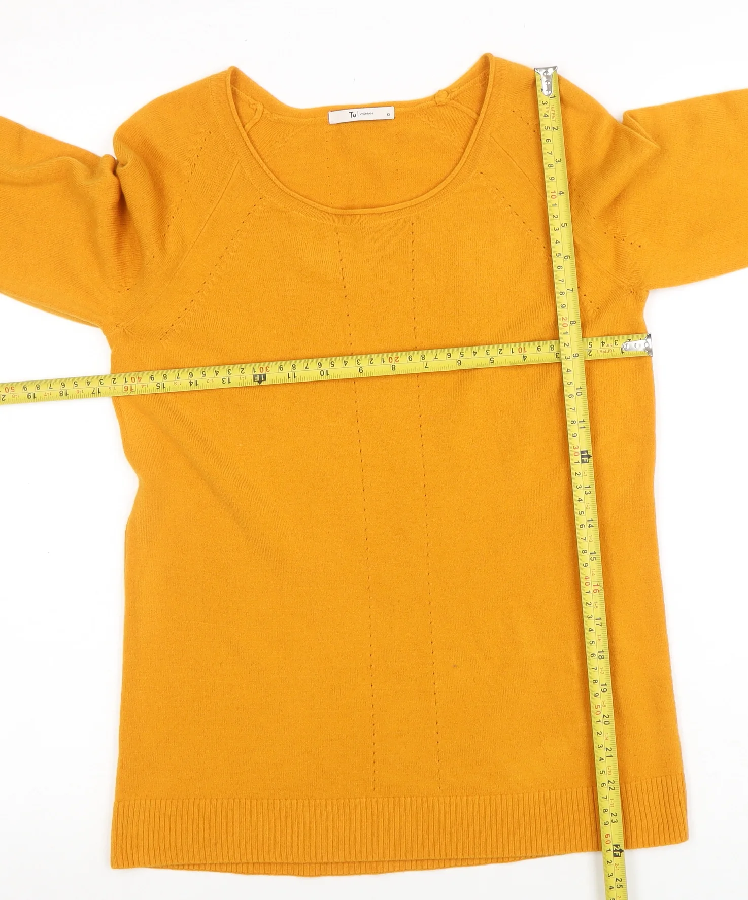 Tu Women’s Yellow Acrylic Long Sleeve Scoop Neck Jumper Size 10 - Image 2