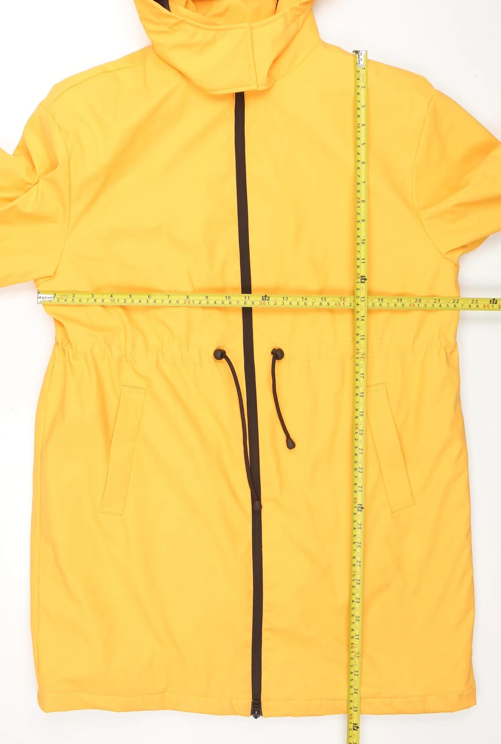 Tu Women Yellow Hooded Rain Coat Jacket Size 12 Waterproof - Image 2