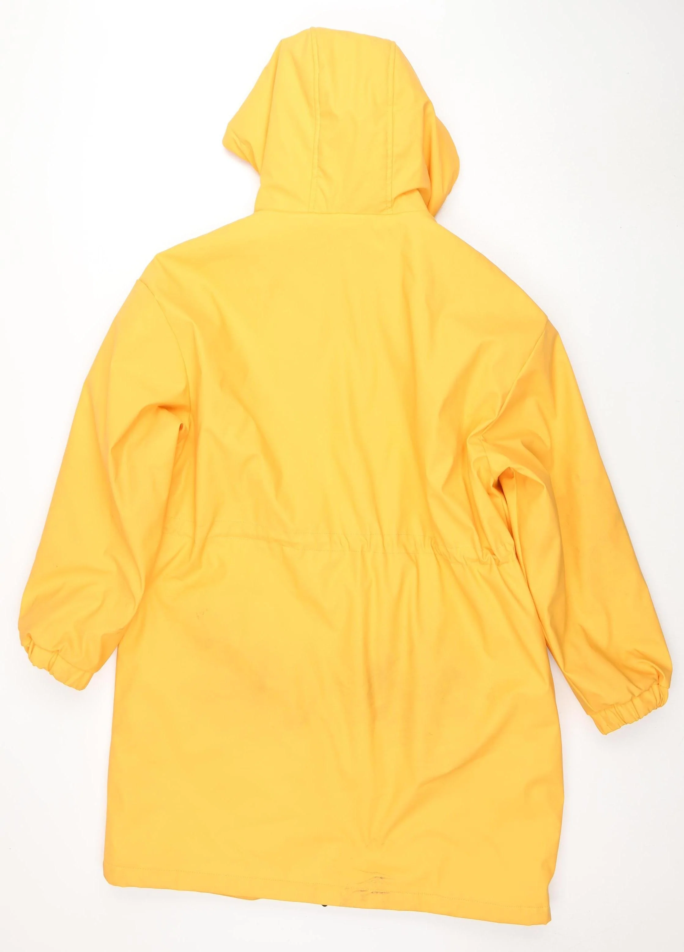 Tu Women Yellow Hooded Rain Coat Jacket Size 12 Waterproof - Image 3
