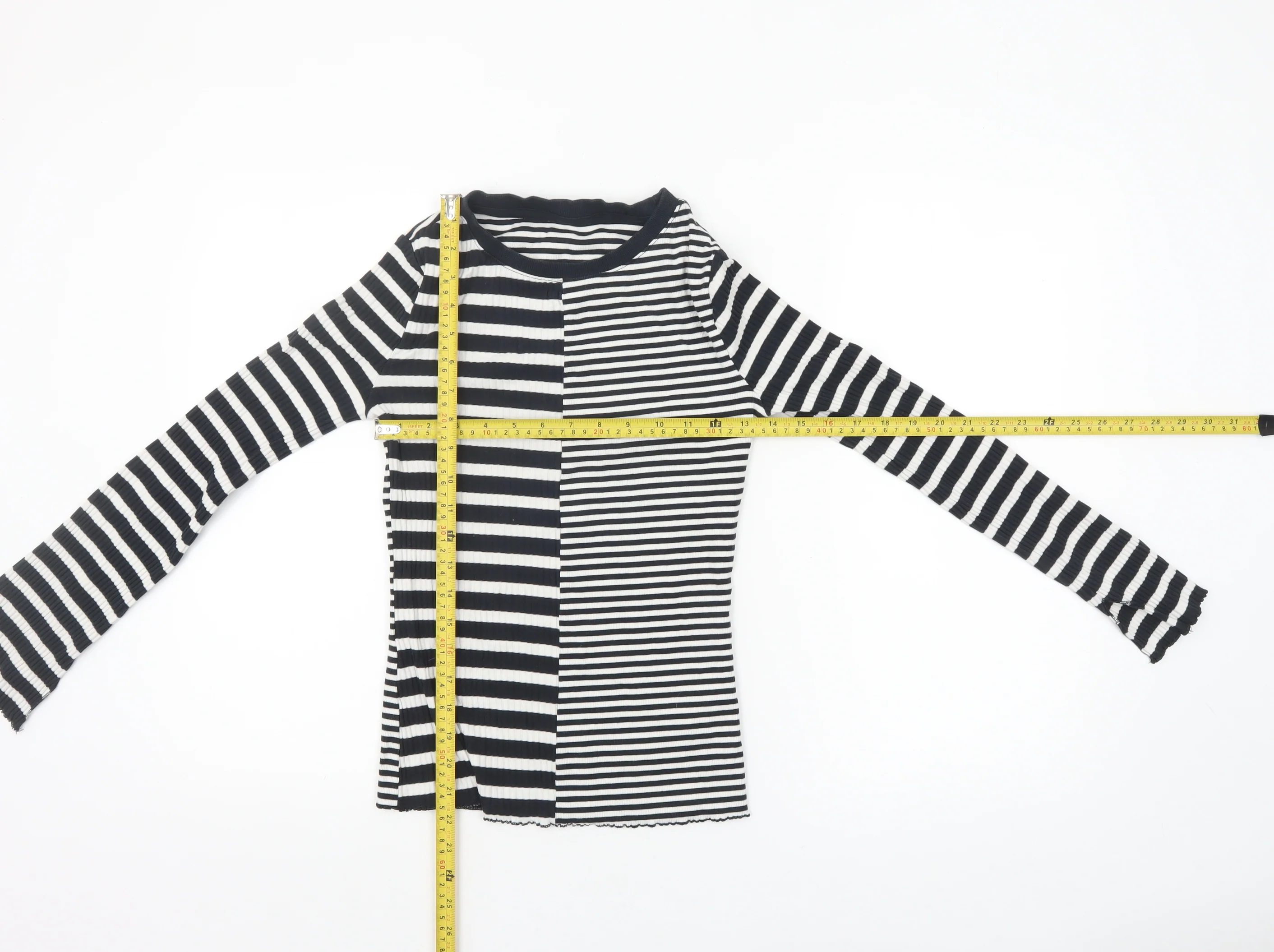 Tu Womens Black White Striped Long Sleeve Jersey Top Size 6 - Image 2
