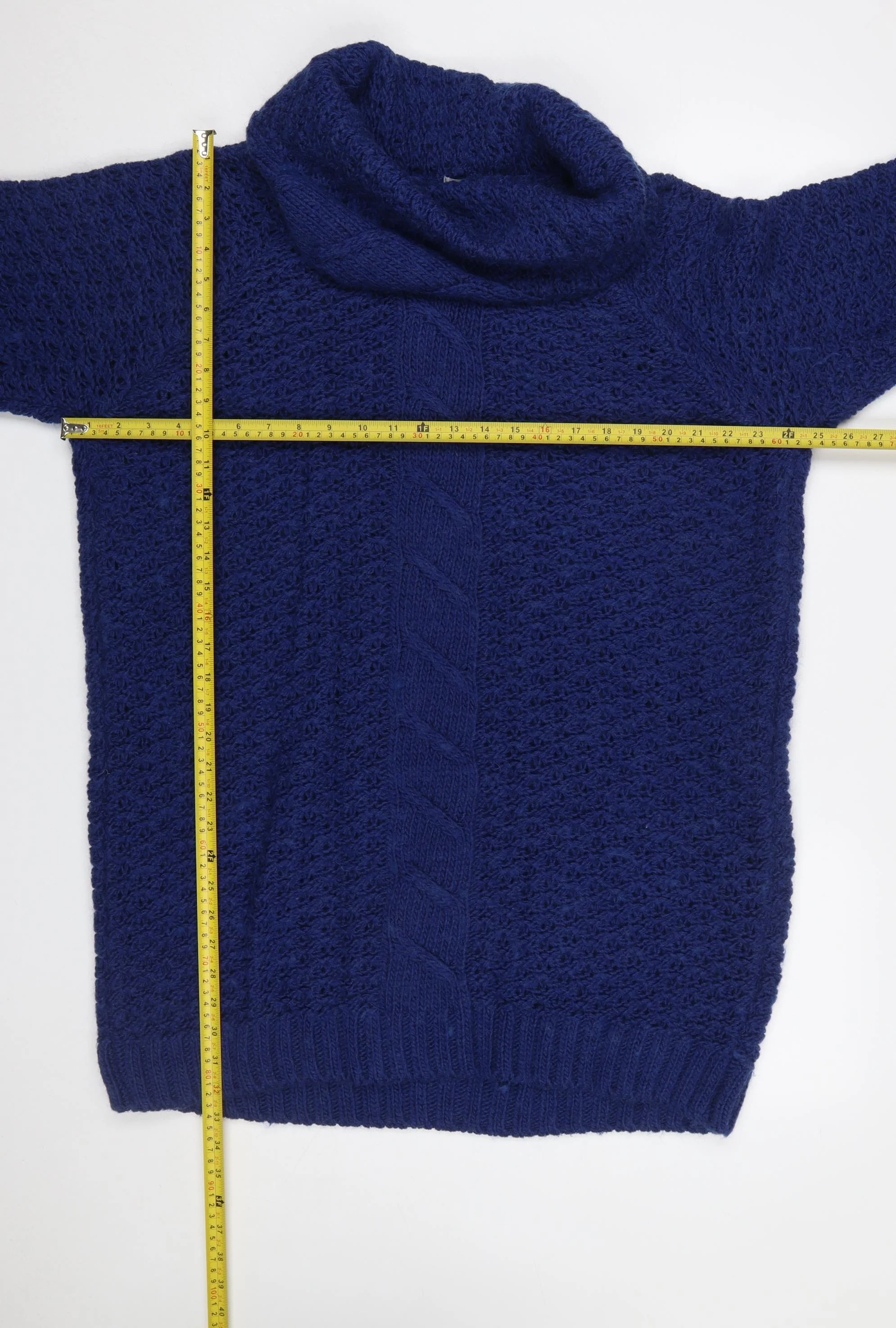 Tu Women's Blue Cowl Neck Chunky Knit Jumper Size 16 - Image 2