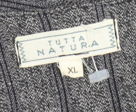 Tutta Natura Women's Grey Wool Blend Striped Jacket XL - Image 4