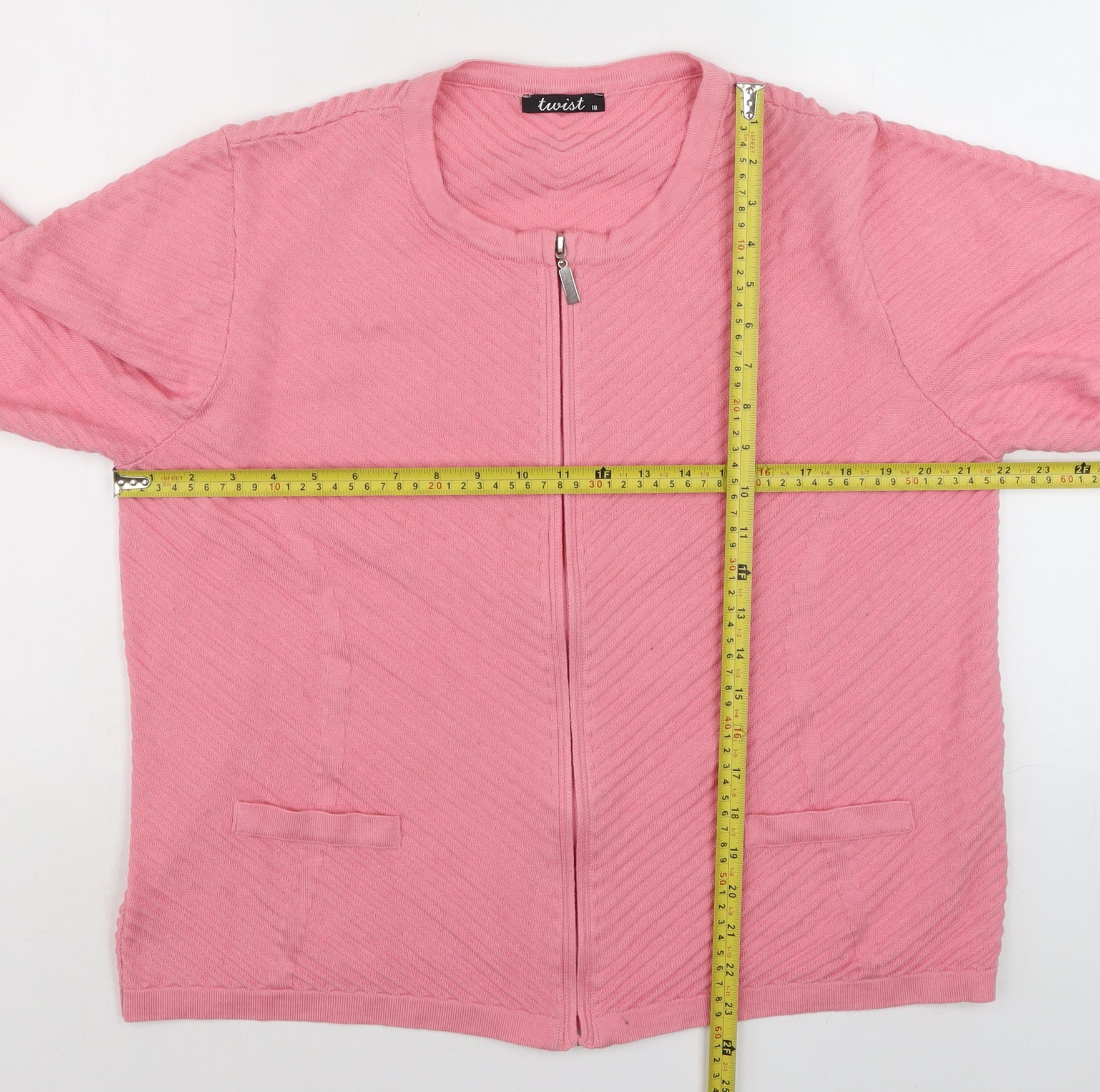 Twist Womens Pink Full Zip Knit Jumper Size 18 - Image 2