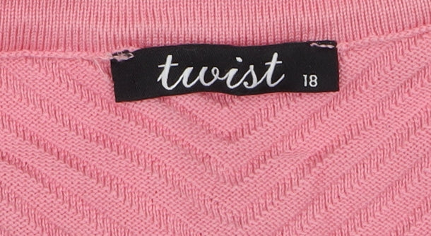 Twist Womens Pink Full Zip Knit Jumper Size 18 - Image 5