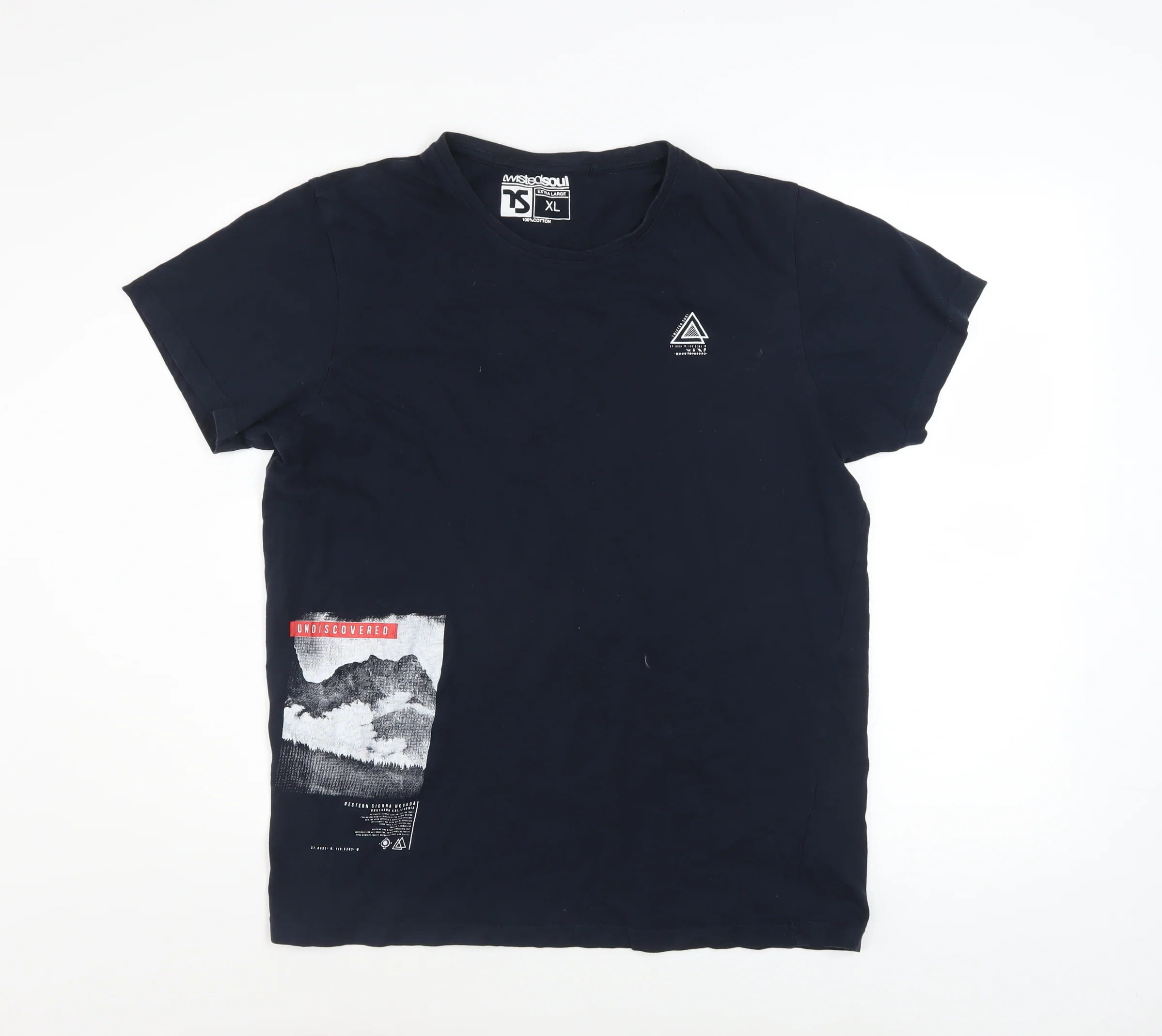 Twisted Soul Men's Navy Graphic Print Cotton T-Shirt XL