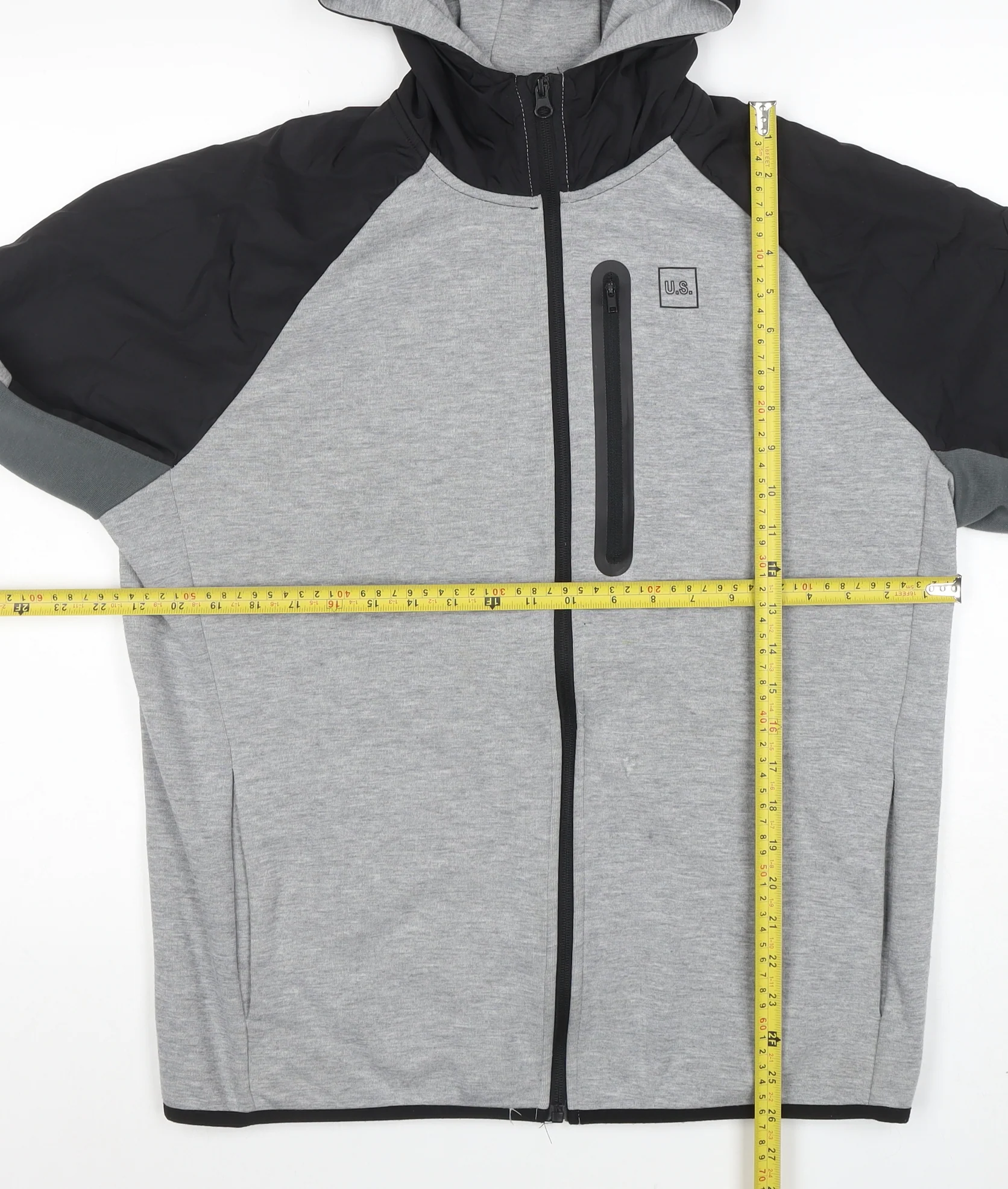 U.S. Athletic Men’s Grey Hooded Full Zip Sports Jacket Size L - Image 2