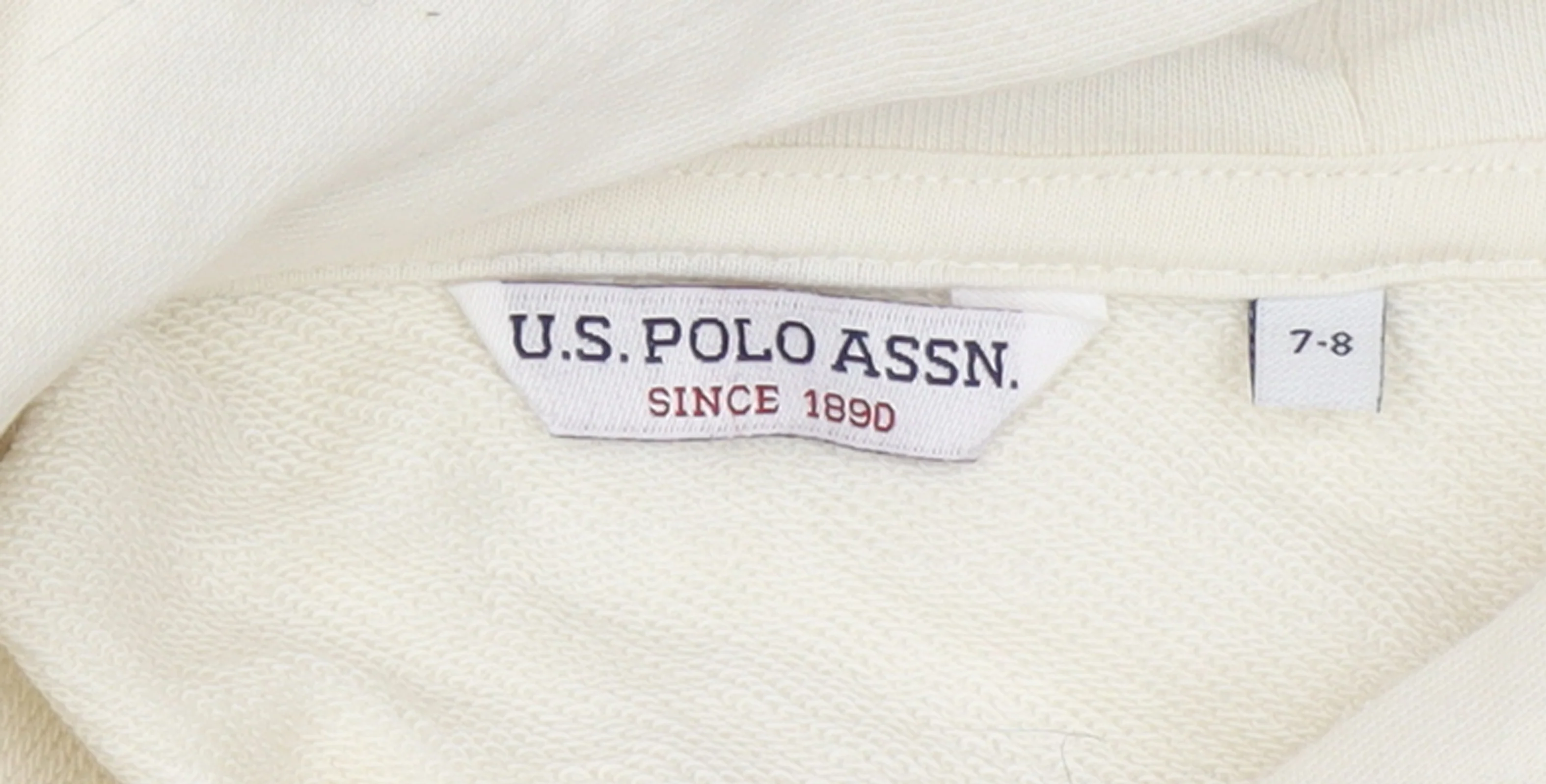 U.S. Polo Assn. Girls Ivory Hoodie 7-8 Years Pullover Cotton Blend Logo Sweatshirt - Image 4