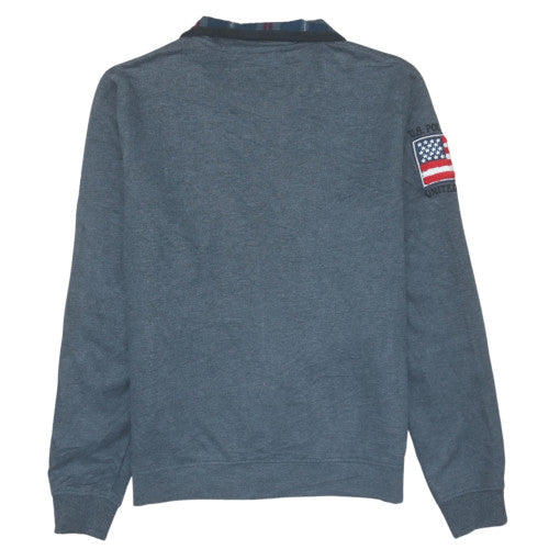 U.S. Polo Assn. Men's Grey Full Zip Hoodie M Plaid Collar - Image 4
