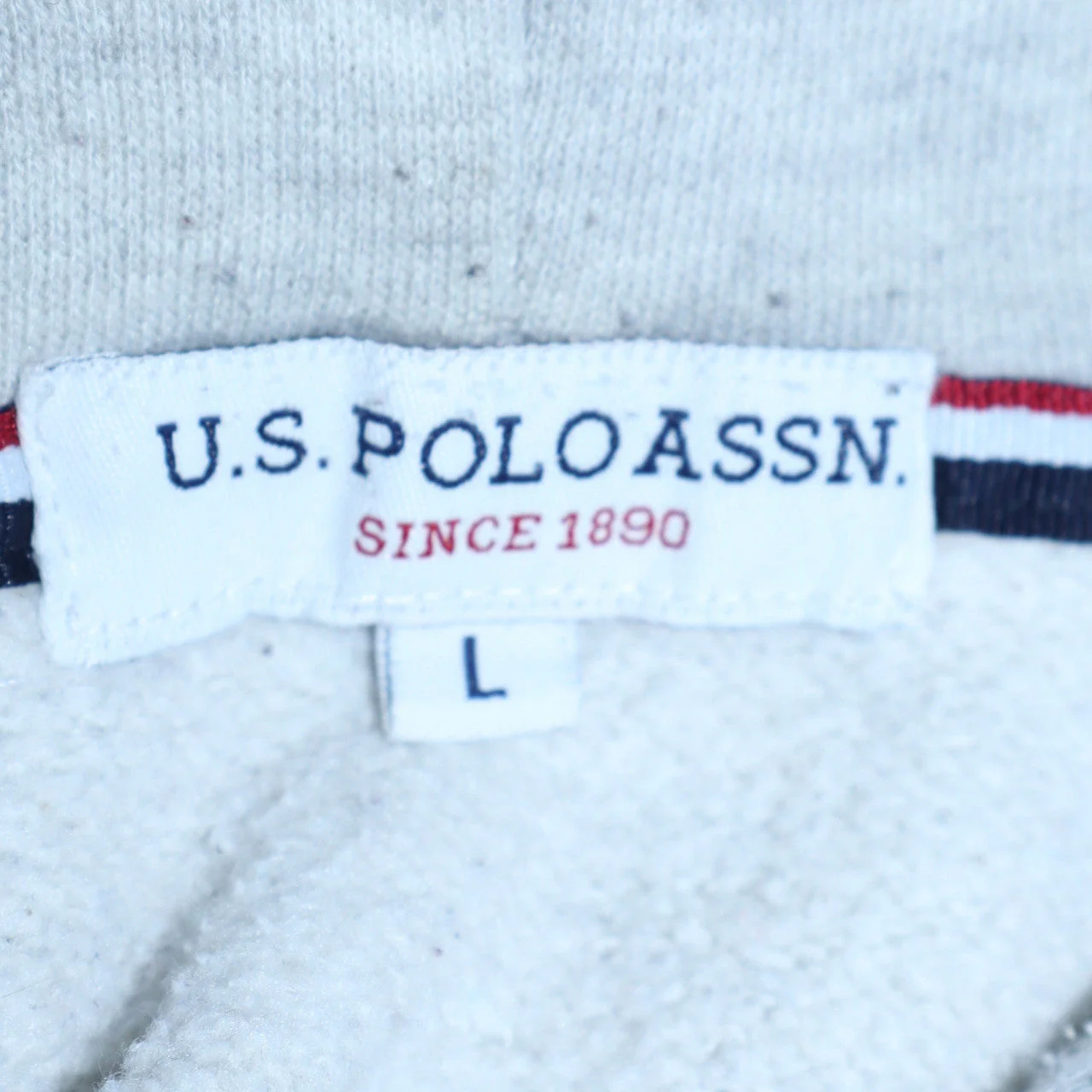 U.S. Polo Assn. Men's Grey Full Zip Hoodie Size L Casual Fleece - Image 5