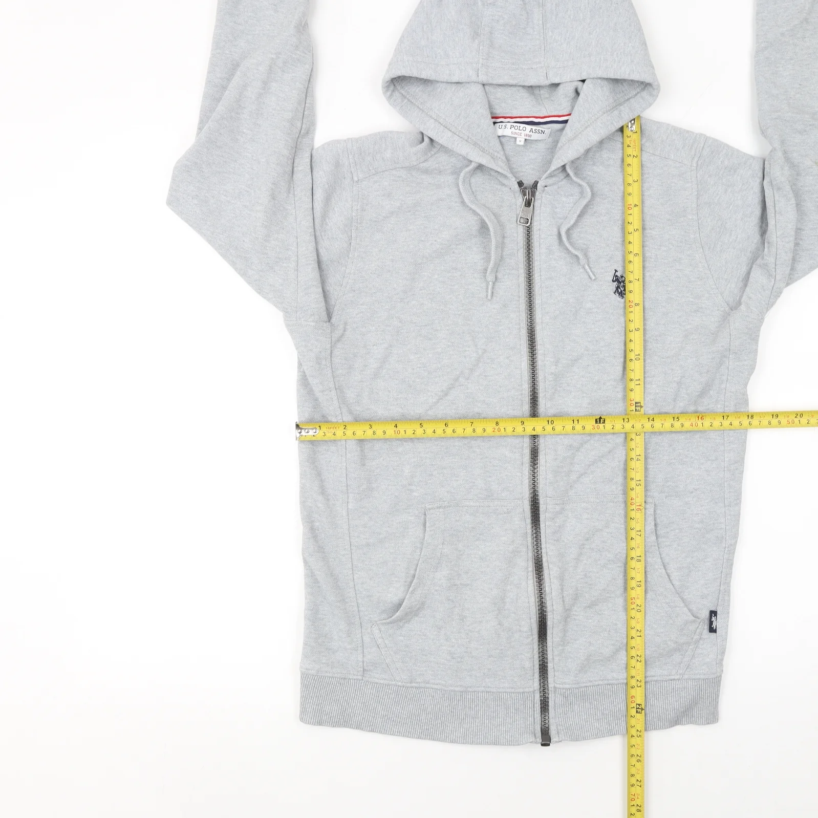 U.S. Polo Assn. Men's Grey Full Zip Hoodie Size S - Image 2
