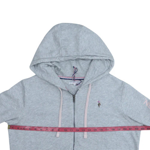 U.S. Polo Assn Women Grey Full Zip Hoodie M Cotton Blend Casual - Image 2