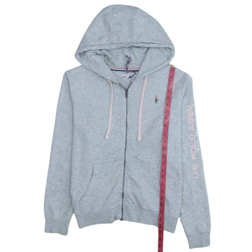 U.S. Polo Assn Women Grey Full Zip Hoodie M Cotton Blend Casual - Image 3