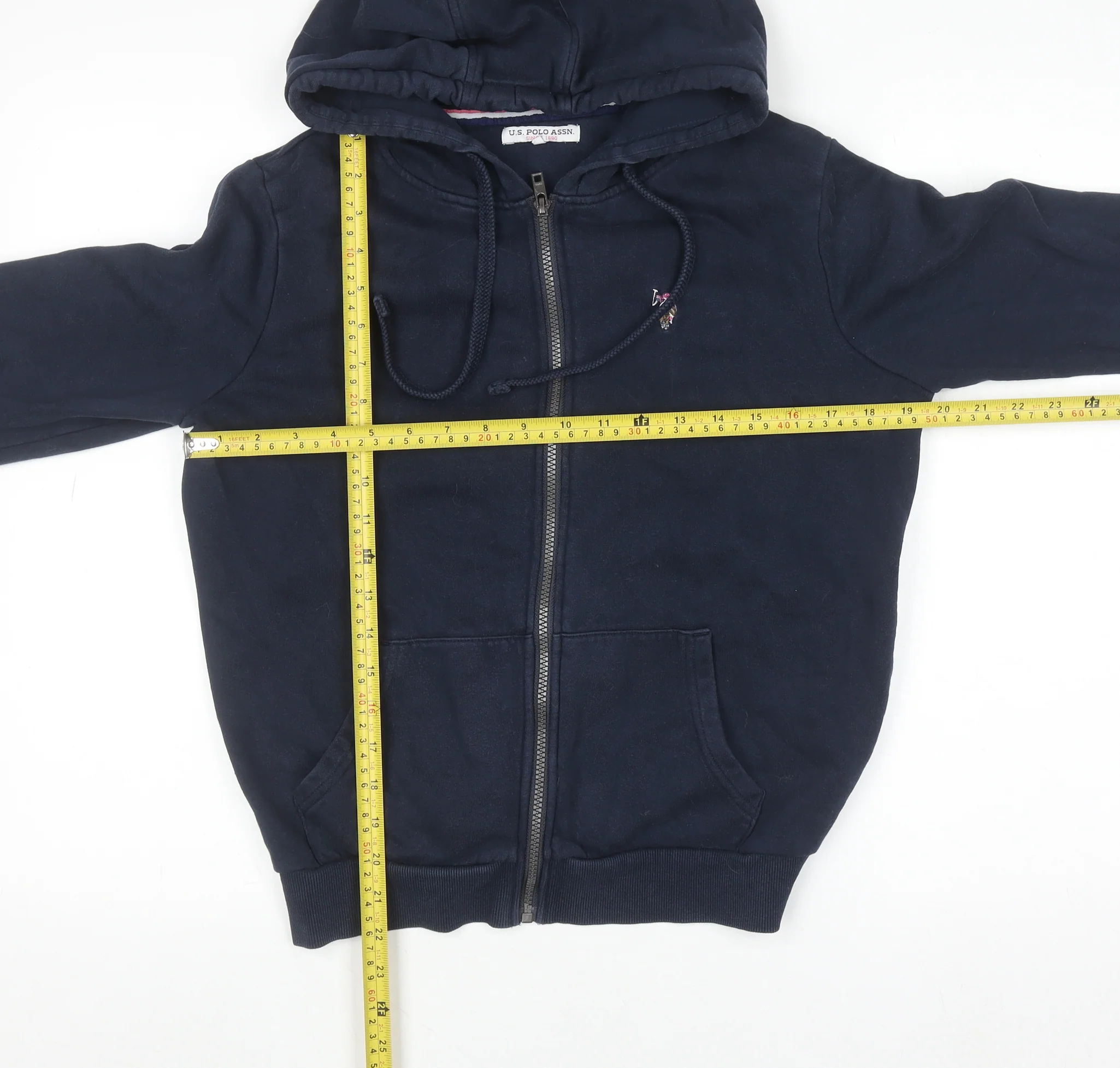 U.S. Polo Assn. Womens Navy Blue Full Zip Hoodie Size S - Image 2