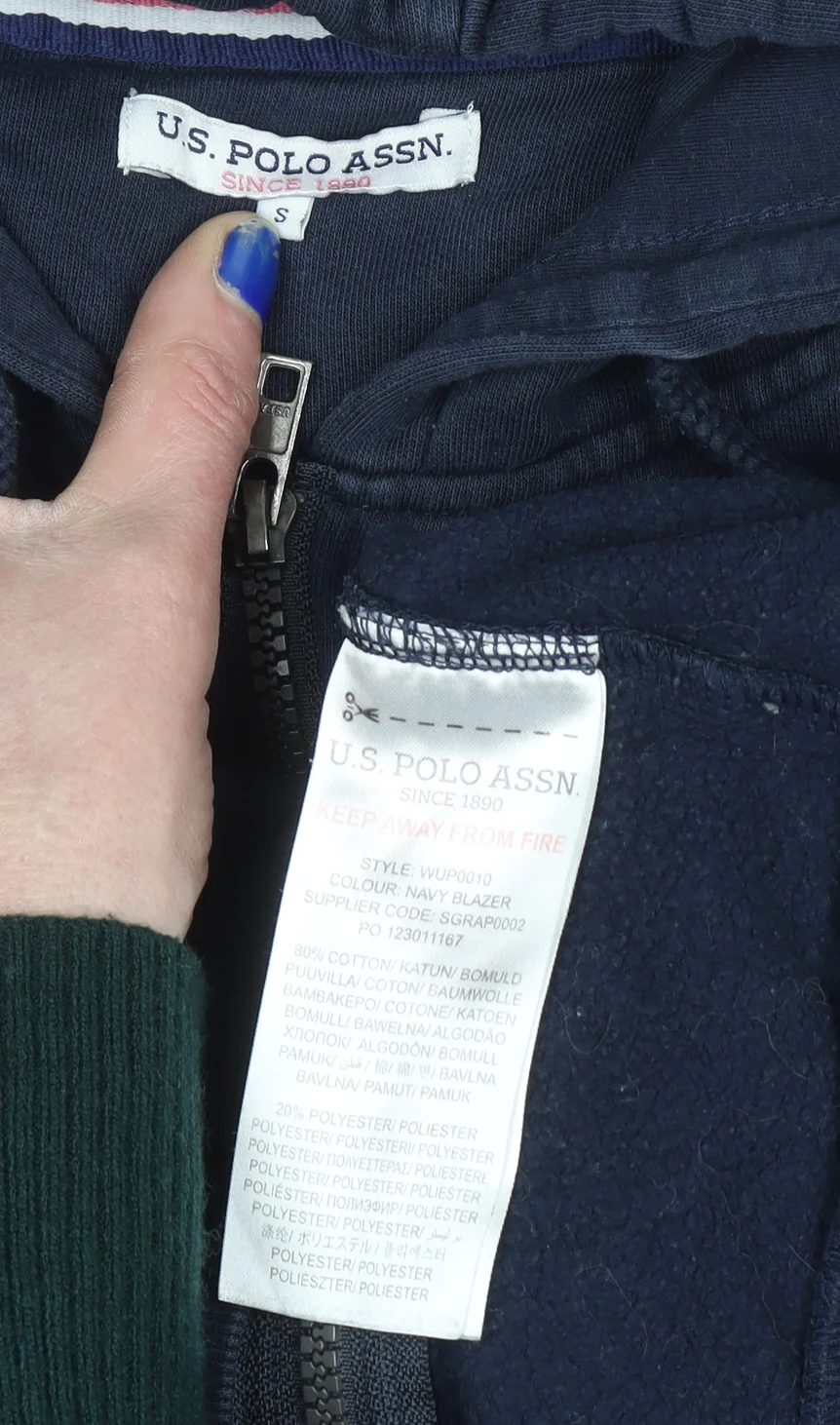 U.S. Polo Assn. Womens Navy Blue Full Zip Hoodie Size S - Image 4