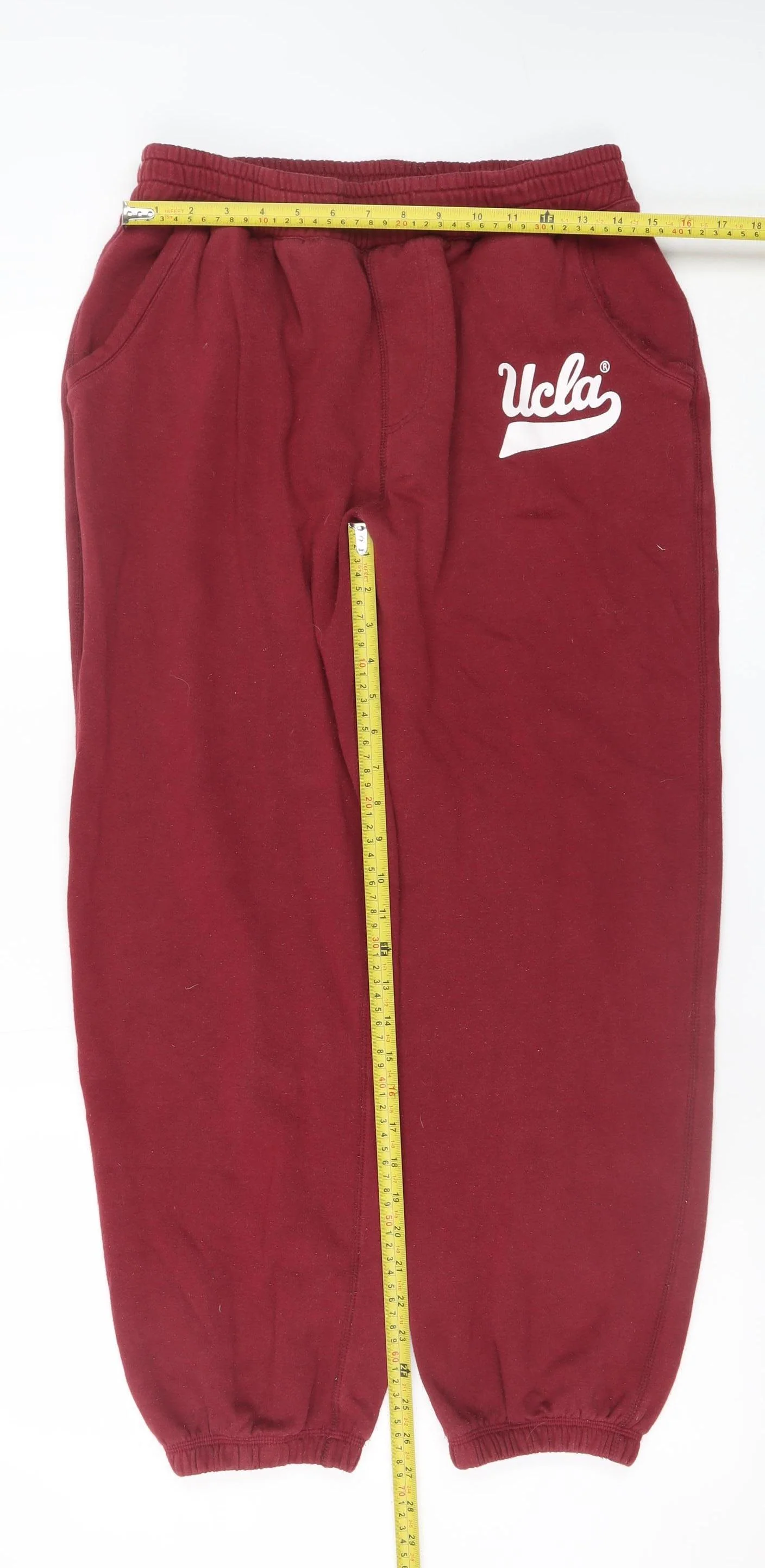 UCLA Men's Red Sweatpants Joggers M Collegiate Fleece Tapered Fit - Image 2