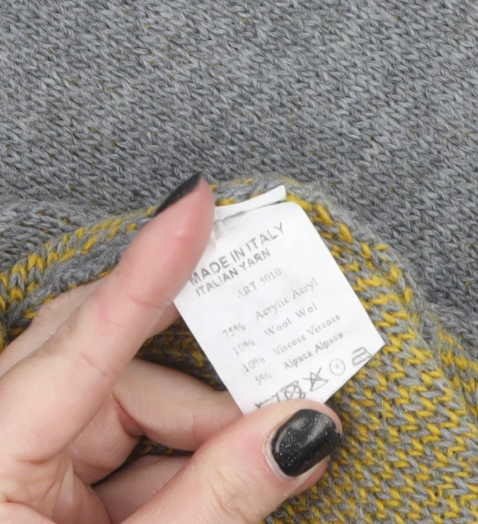 UIDA Women Grey Cardigan XS Wool Blend Button Knit Jumper - Image 4
