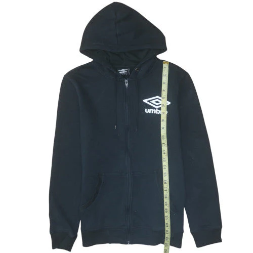 Umbro Men's Black Full Zip Hoodie Medium Sportswear Fleece - Image 3