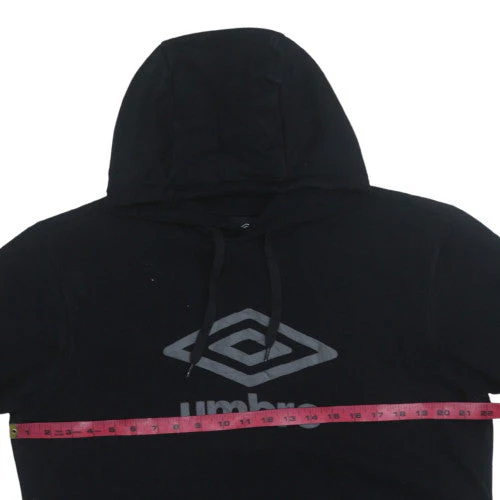 Umbro Mens Black Pullover Hoodie Size M Sports Fleece Jumper - Image 3