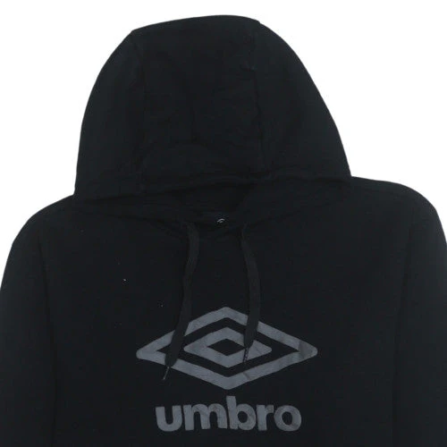 Umbro Mens Black Pullover Hoodie Size M Sports Fleece Jumper - Image 7