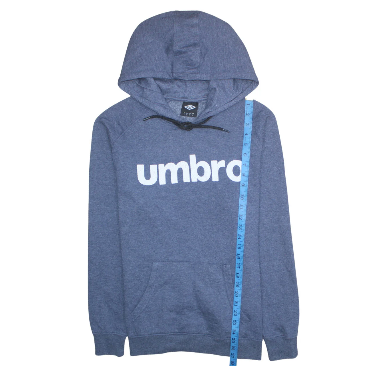 Umbro Men's Blue Pullover Hoodie Large Sports Fleece Sweatshirt - Image 3