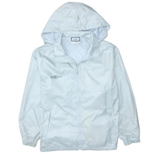 Umbro Men's White Hooded Windbreaker Jacket Size L