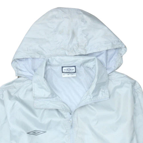 Umbro Men's White Hooded Windbreaker Jacket Size L - Image 8