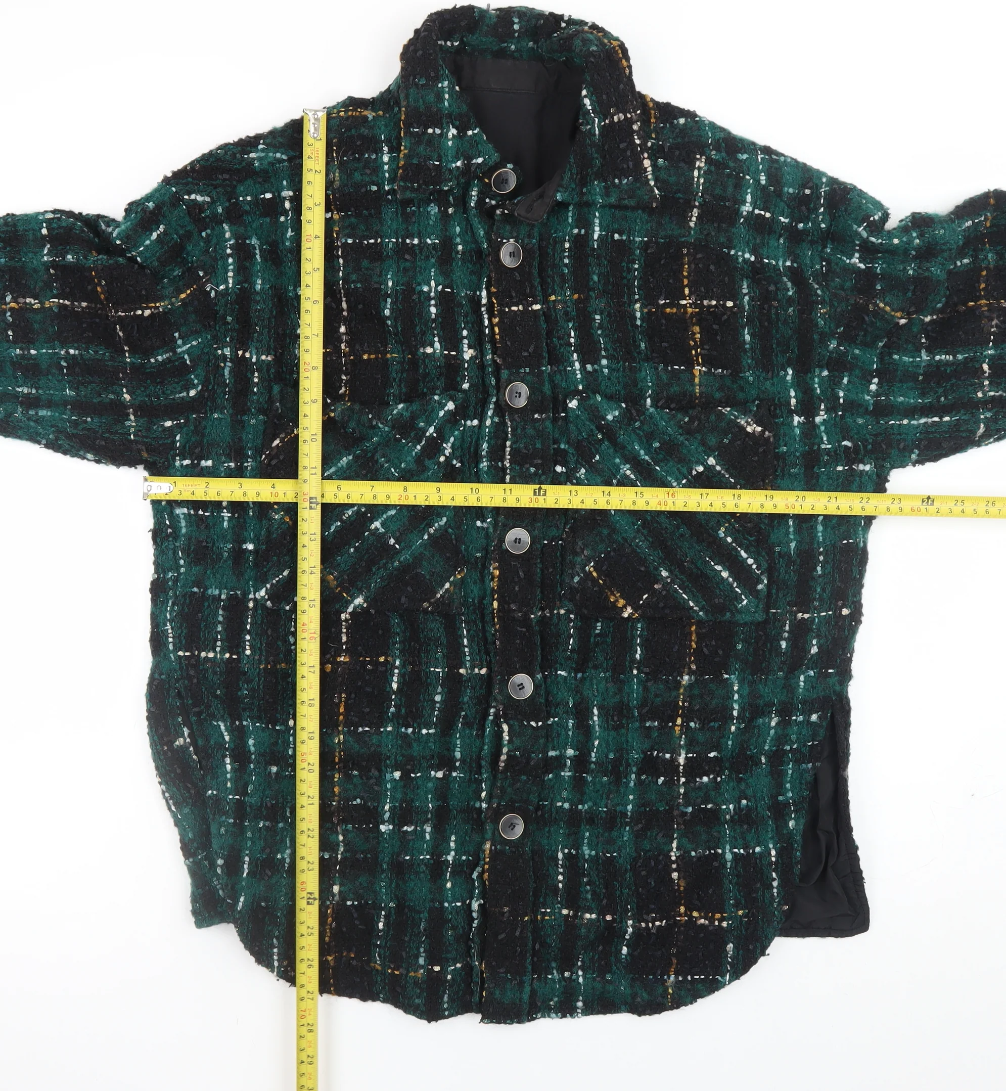 Undefined Women Green Check Wool Blend Button Down Shacket 2XL - Image 2